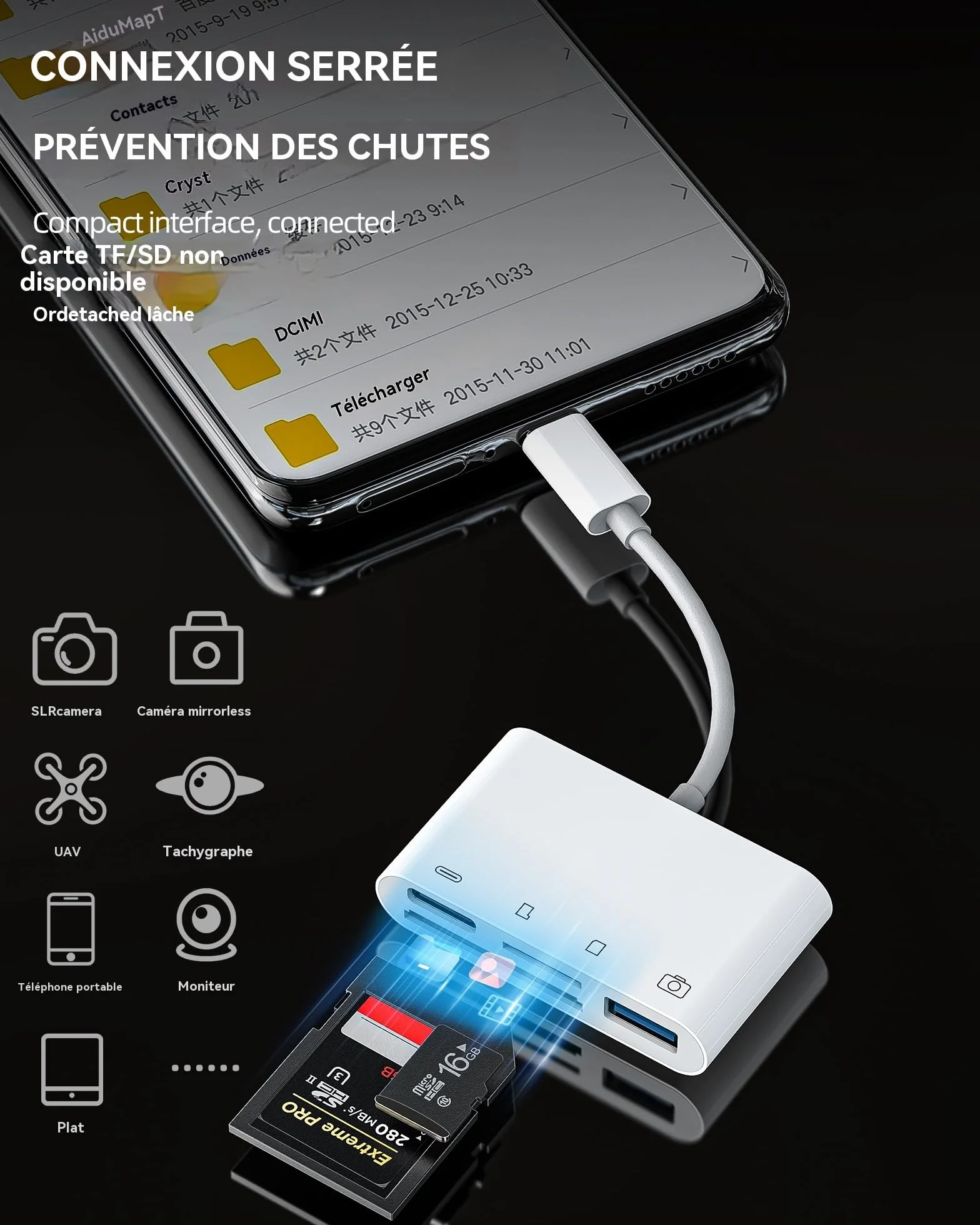 Przejściówka USB C na czytnik kart Micro SD USB 3.0 4 w 1 dla iPhone'a 16 15 MacBooka iPad Samsung OTG