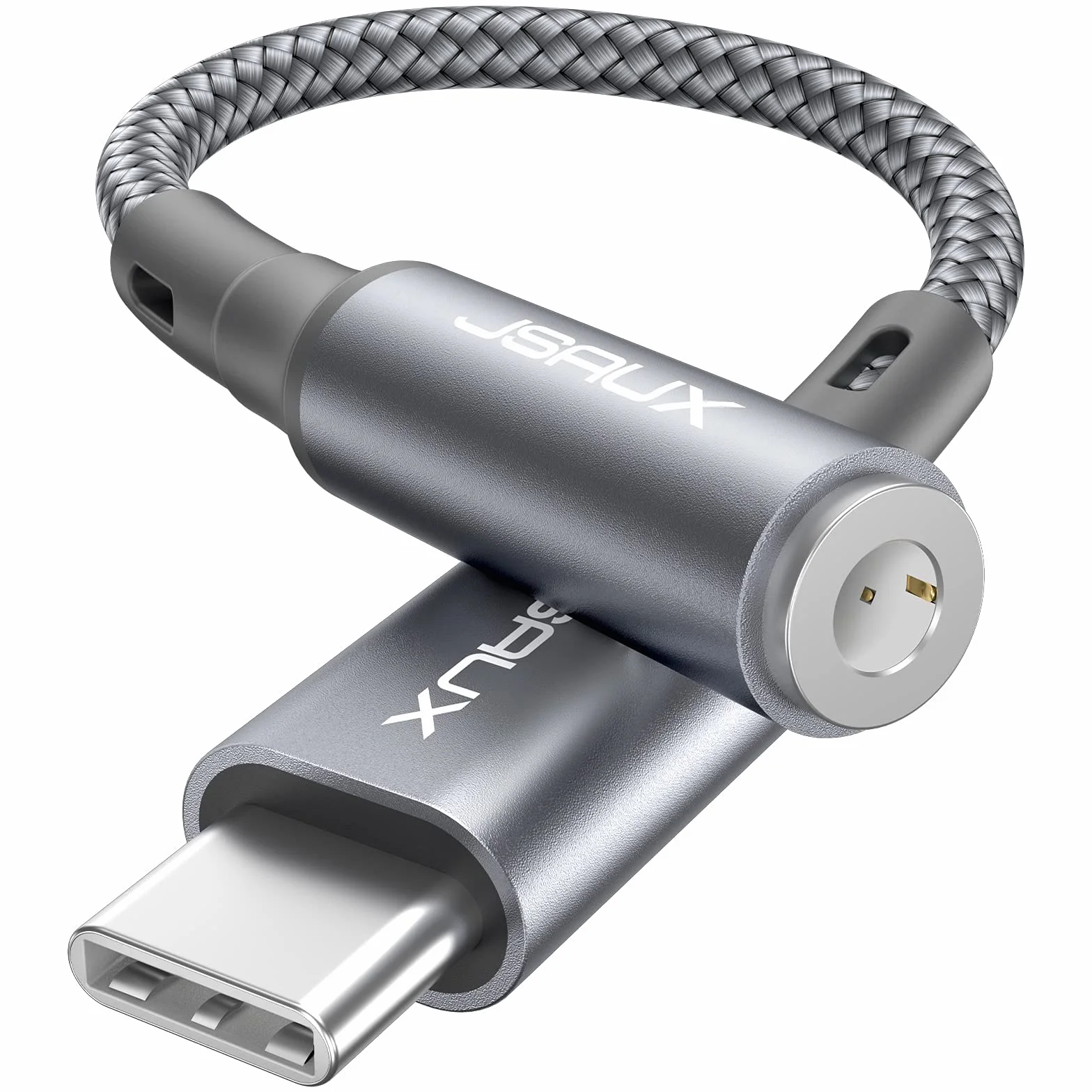 JSAUX Adapter USB C do jack 3,5 mm, gniazdo jack typu C AUX adapter audio kompatybilny z iPhone 17 Pro Max/16 Pro/15 Pro Max/15 Pro, Samsung S24/S23/S22/S21, iPad Pro, Pixel 6/4XL-szary