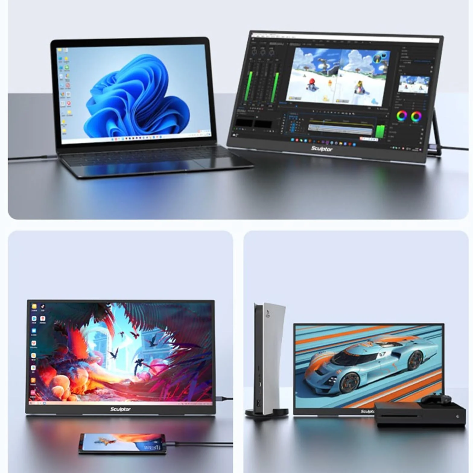 Ekran mobilny 18-calowy zewnętrzny monitor IPS 2,5K Telefon komórkowy Laptop Ekran rozszerzający Konsola do gier Dodatkowy ekran Rozdzielczość 2560 * 1600