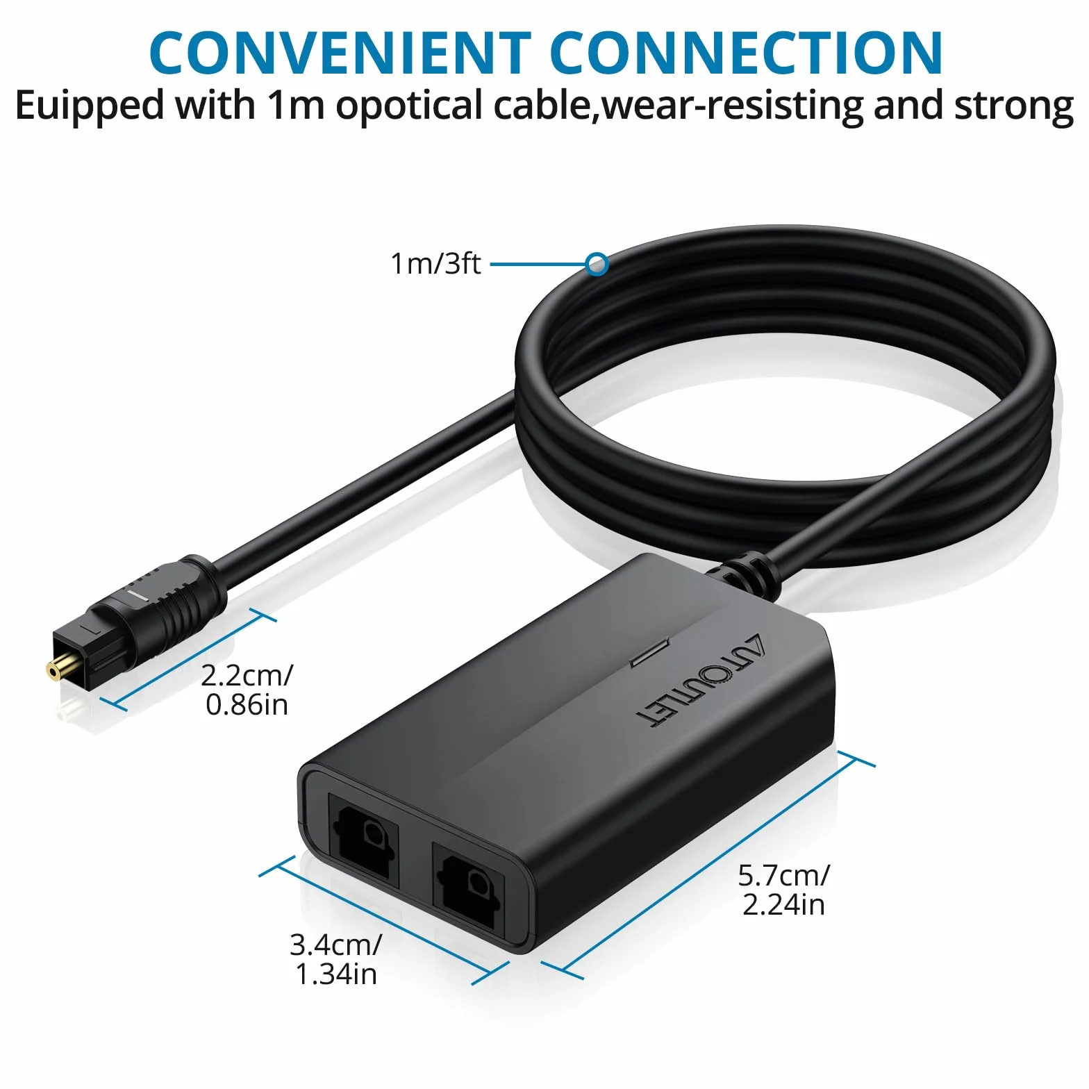 AUTOUTLET 2 way Spdif Toslink Optical Digital Audio Splitter