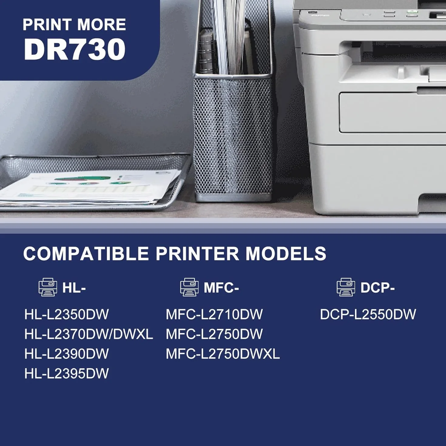DR-730 DR730 zamiennik bębna do drukarki Brother DR730 MFC-L2750DW HL-L2390DW HL-L2350DW MFC-L2710DW HL-L2370DW HL-L2395DW drukarka czarna, 1-pak (toner nie jest dołączony)