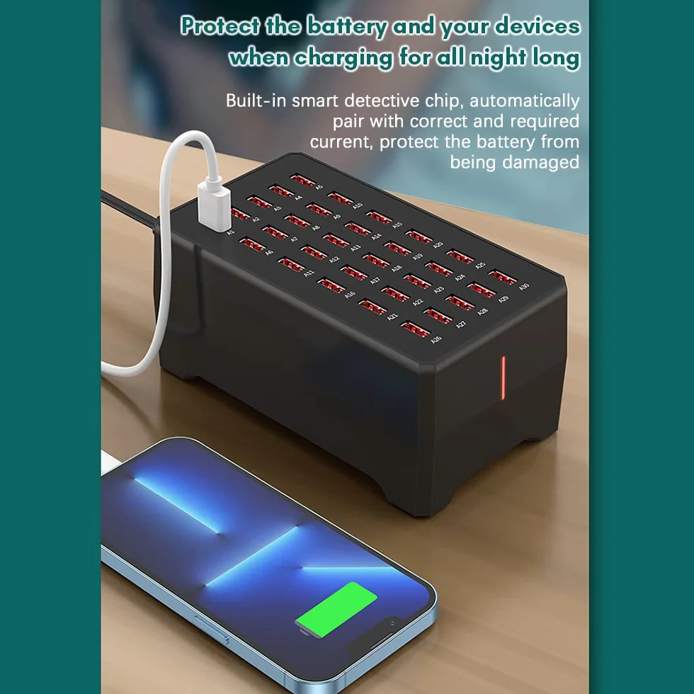 docooler Stacja ładująca USB 150 W ładowarka stołowa z gniazdem USB ładowarka stołowa 30 portów