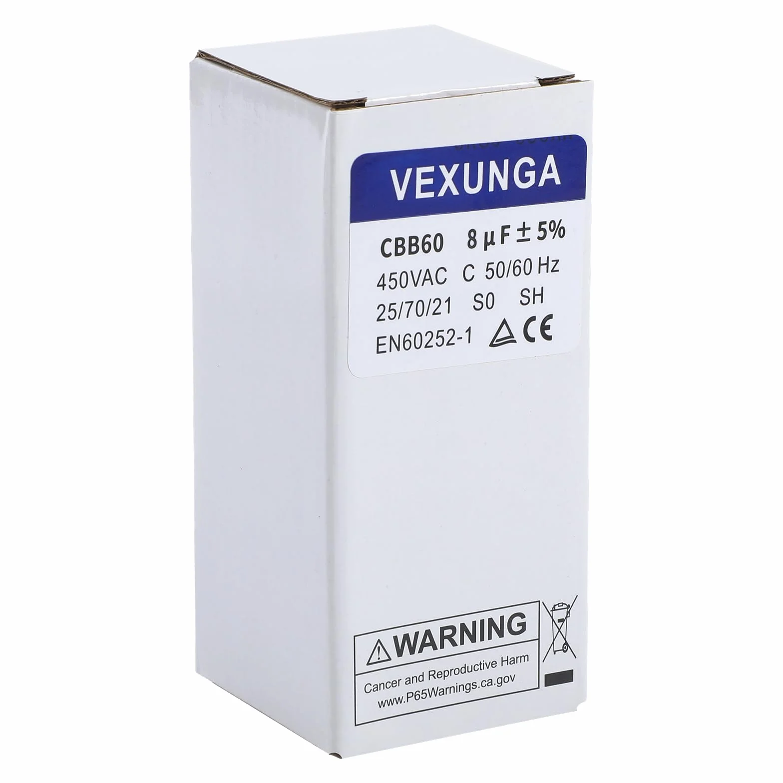 VEXUNGA Kondensator CBB60 8µF 450V Kondensator rozruchowy 8uF Kondensators silnika AC CBB60 SH 8 MFD 450VAC Kondensatory 35x68MM 50/60Hz z kablem