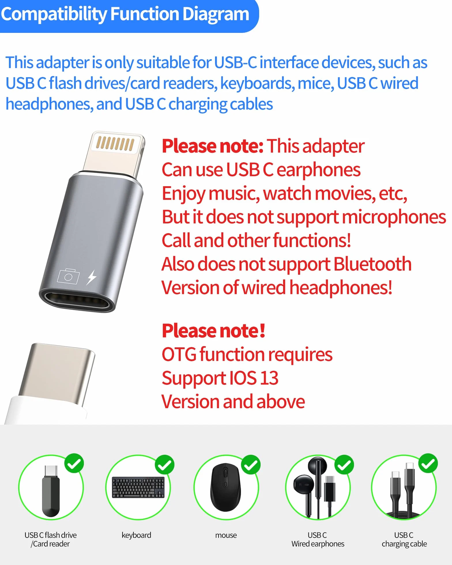 Adapter USB-C żeński do męskiego Lightning OTG zestaw 2 do iPhone'a 14 Pro Apple MFI certyfikowany