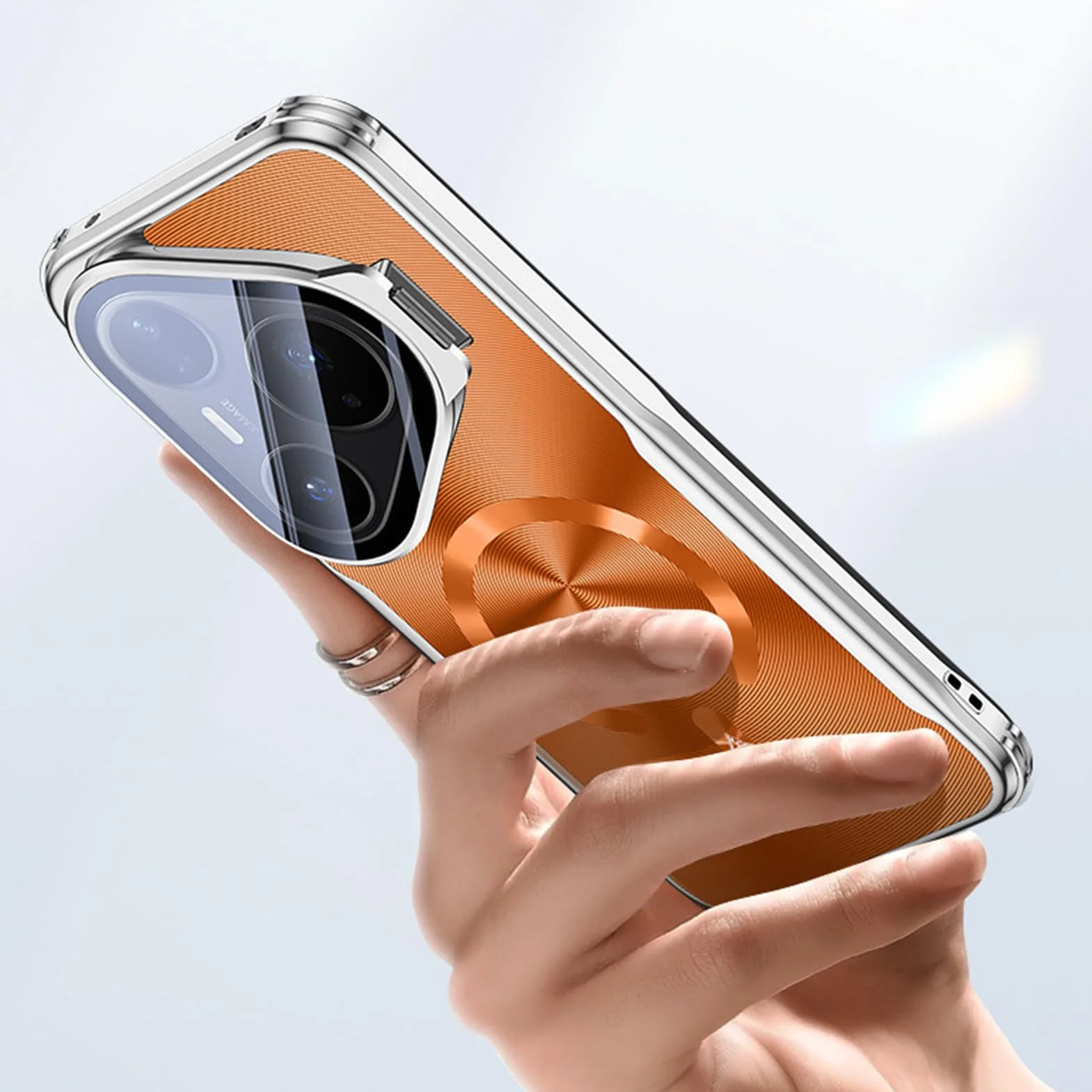 Magnetyczne etui do Huawei Pura 90 Pro Max/90 Pro/90, etui z klapką z klapką ze stojakiem galwanizowana obudowa odporna na wstrząsy osłona, srebrna, 90