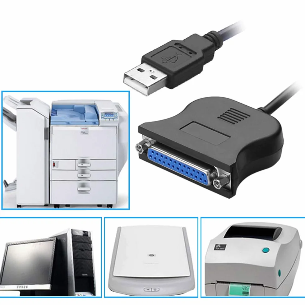 Kabel USB do drukarki C33, LPT żeński 25 PIN, 90 mm, 12 Mbit/s