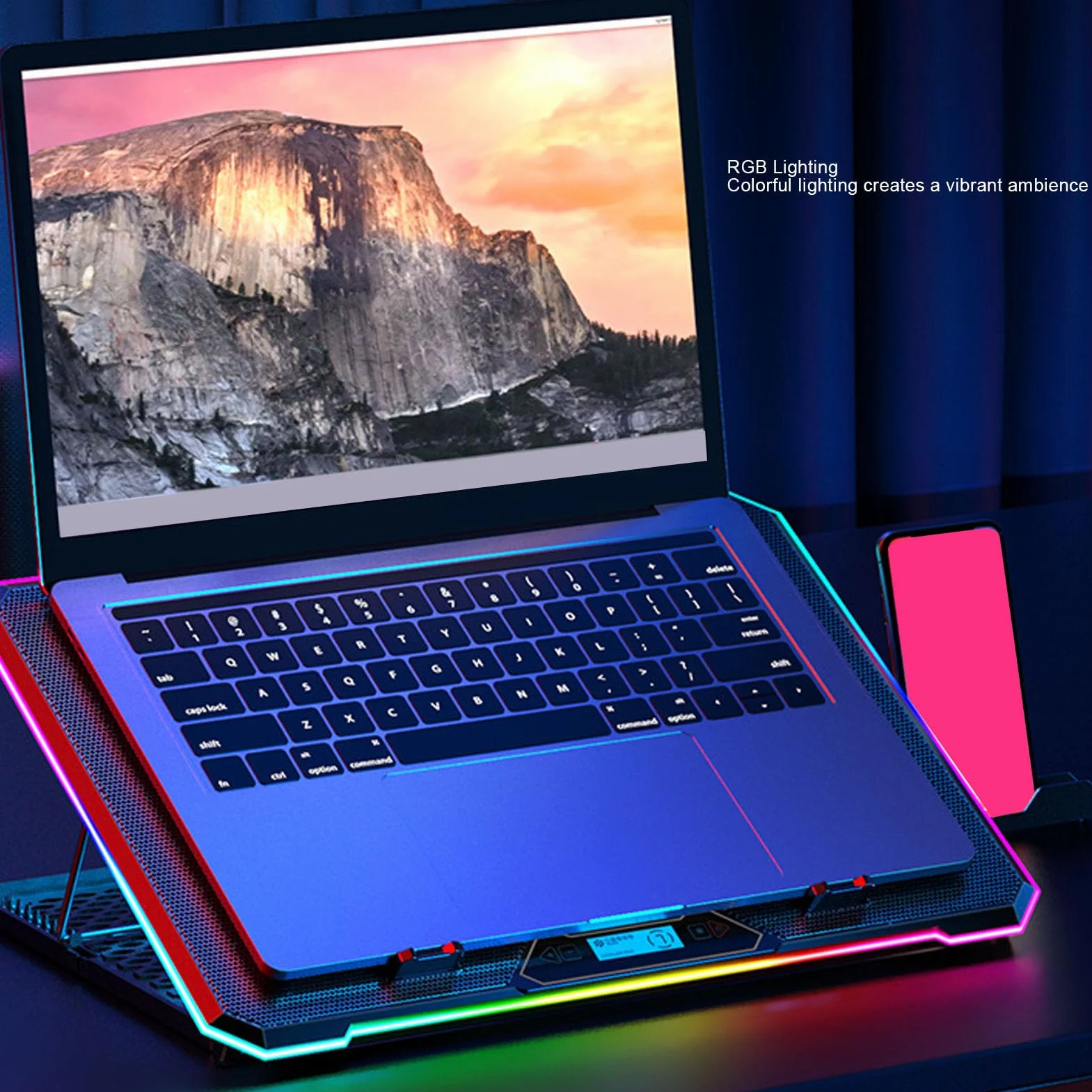 PUSOKEI Podkładka Chłodząca Adaptera 3C |8 Poziomów Wysokości dla 12–19 Laptopów (14 fanów)