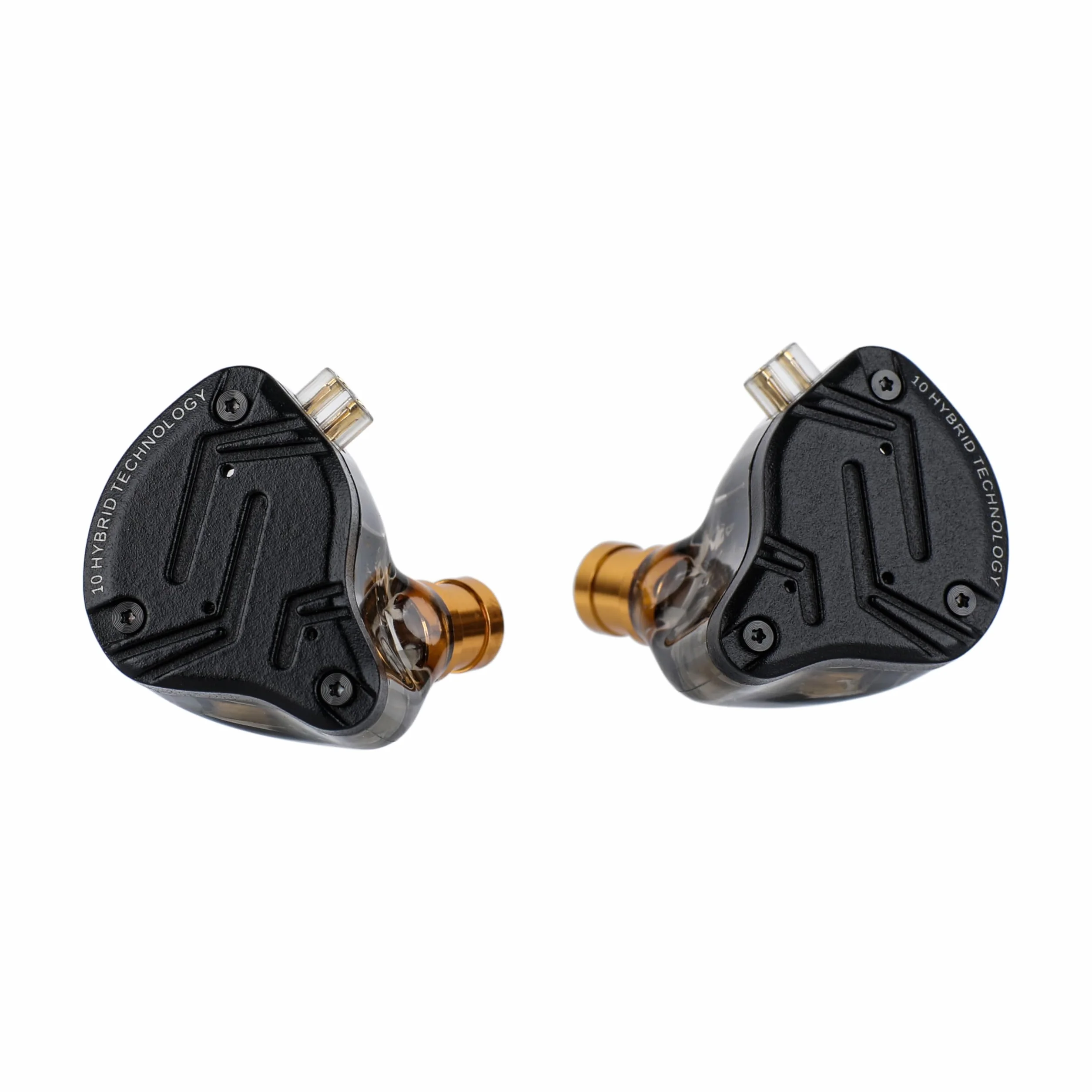 Linsoul KZ ZS10 Pro X Upgraded 1DD+4BA Hybrydowe słuchawki IEM HiFi z frontem ze stopu, odłączany i wpuszczany kabel 2-pinowy dla audiofilskiego muzyka DJ Stage(Bez mikrofonu) | Z płytą czołową ze stopu, odłączany, posrebrzany, wpuszczany 2-pinowy kabel I
