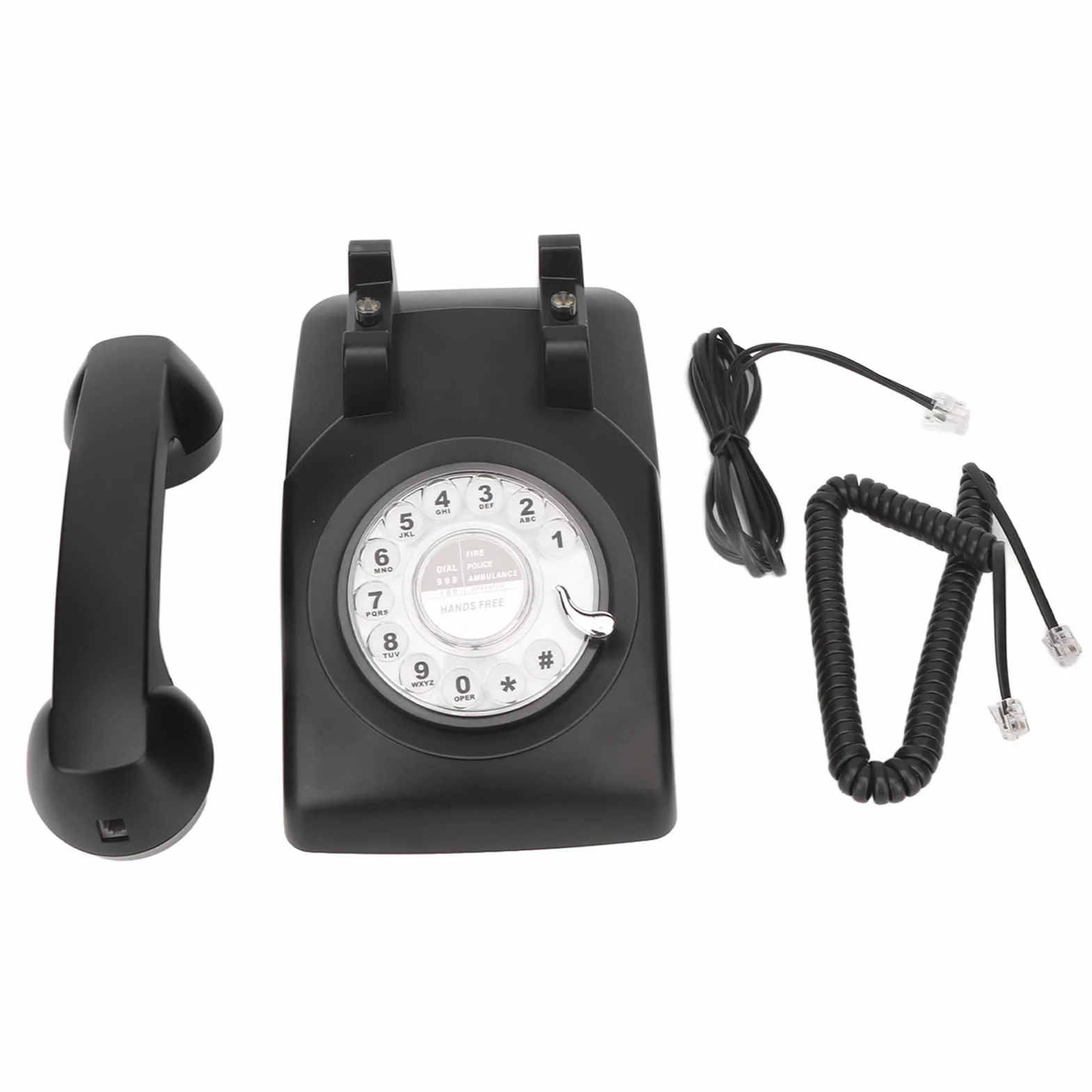 Czarny Obrotowy Telefon Stacjonarny, Elegancki Elegancki Przewodowy Telefon Stacjonarny W Starym Stylu, Tradycyjny Mechaniczny Dzwonek, Funkcja Ponownego Wybierania Bez Użycia Rąk, Domu