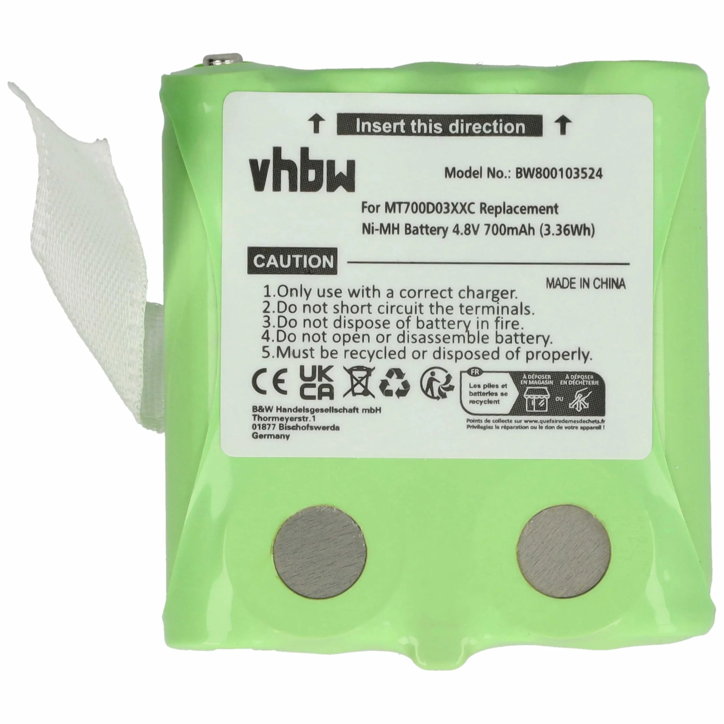 vhbw 1 x akumulator LH060-3A44C4BT do radia (700 mAh, 4,8 V, NiMH)