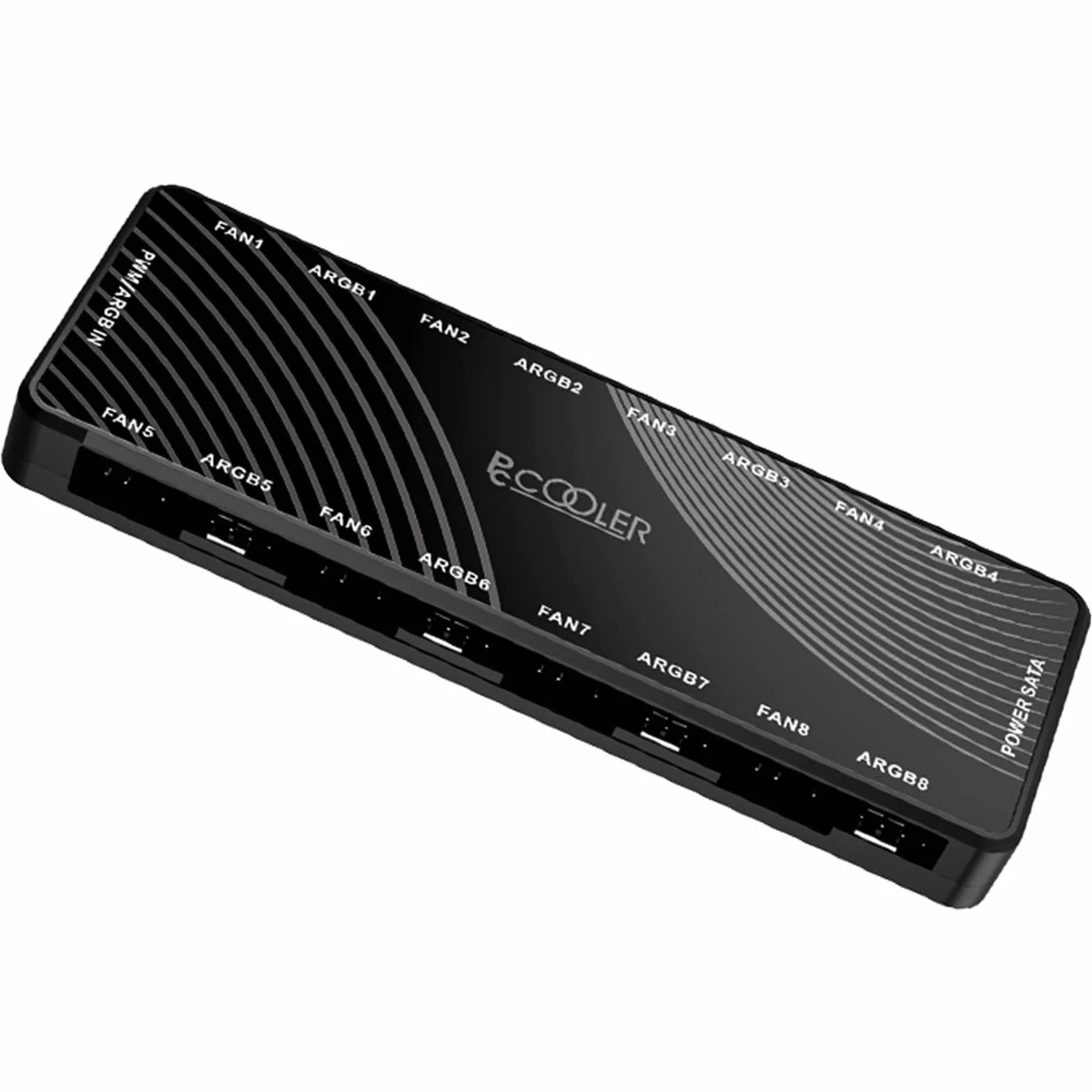 Wentylator chłodzący PC, PCCOOLER Hub adresowalny 5 V 3Pin ARGB, 12 V 4Pin PWM 2 w 1 16 portów SATA, obudowa wentylatora RGB, magnetyczna podstawa ukryta, obsługuje 8 wentylatorów procesora PC, czarny