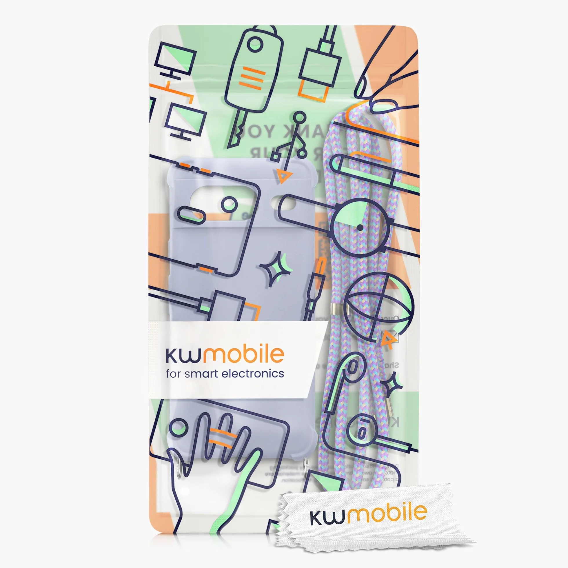 kwmobile Etui crossbody kompatybilne z Google Pixel 8 – silikonowe etui z TPU z paskiem – lawendowe
