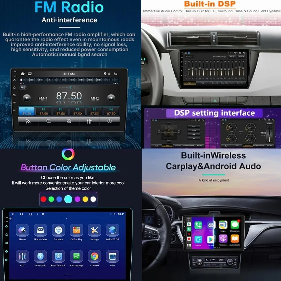 Odtwarzacz Multimedialny 2-Din dla Honda Jazz 2002-2007 Bezprzewodowe Carplay I Android Auto, Pojemnościowy Ekran Dotykowy, Nawigacja Gps Radio Fm Z, 4 Rdzeń 2G+32G