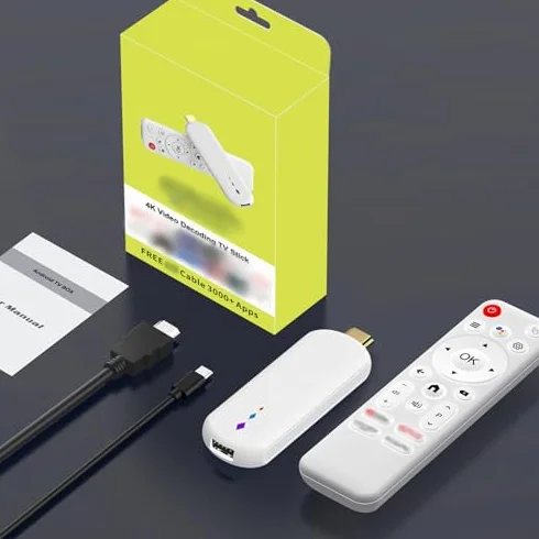 Garsent TV Box z Systemem Operacyjnym Android 14 4K Ultra HD, TV Box 4K z Pilotem Głosowym 2 GB 16 GB, Android Cyfrowy Inteligentny Odtwarzacz Strumieniowy do Podróży Domowych