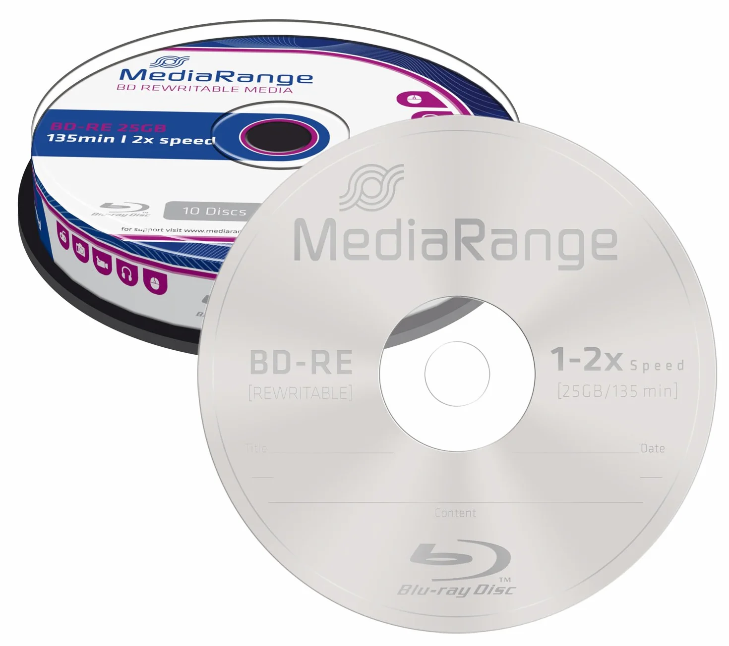 MediaRange BD-RE 25 GB 2x prędkość zapisu 10 szt