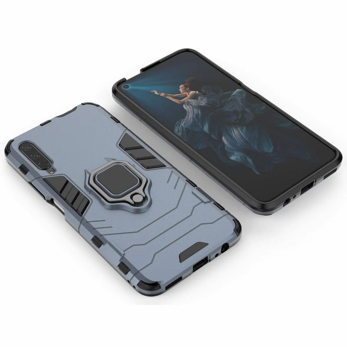 Kompatybilne z Huawei Y9s, Honor 9X, Honor9X Pro Etui Ochronne, Pierścień o 360 Obrót Magnetyczny Uchwyt na Telefon Komórkowy (Granatowy)