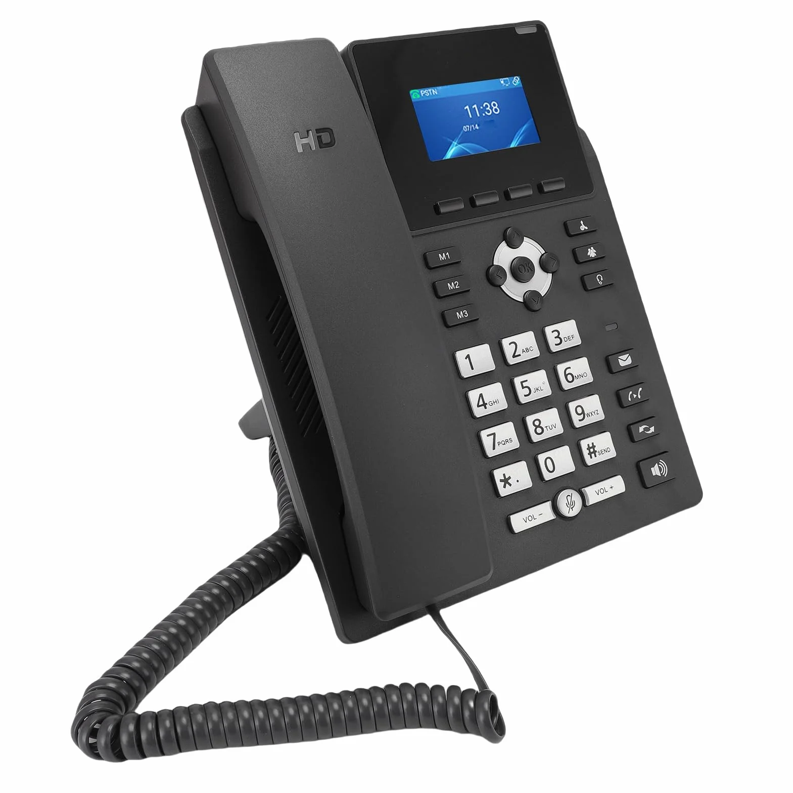 2,4 Cala Telefon IP 2,4 Cala Telefon VoIP, Biznesowy Linie Podwójny Gigabit Ethernet Kolorowy LCD PoE Redukcja Szumów Obsługa Słuchawek RJ9 z Podświetlanym