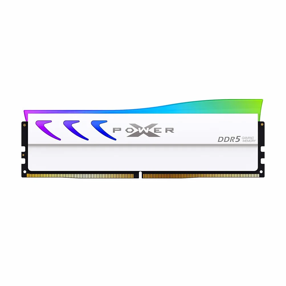 Silicon Power DDR5 16 GB Storm RGB 6000MT/s (PC5-48000) 288-pinowy CL36 1,35 V UDIMM moduł pamięci stacjonarnej RAM SP016GXLWU60FFSL biały