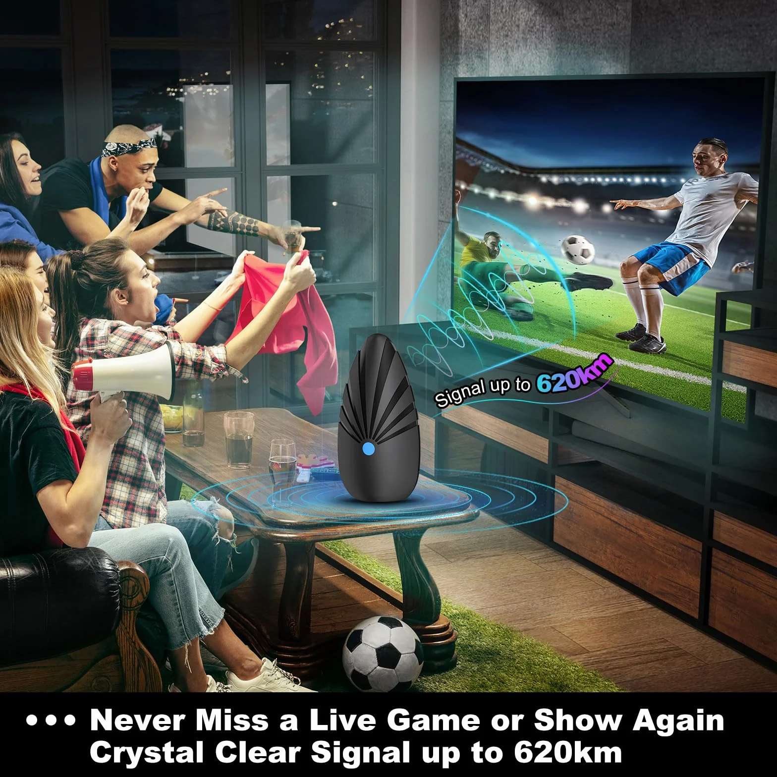 Antena DVB-T/DVB T2, antena DVBt2 z wewnętrznym wzmacniaczem (600+Km), antena TV 2025 ze wzmacniaczem sygnału, odpowiednia do 4K 1080p i wszystkich urządzeń TV, kabel koncentryczny o długości 10 m