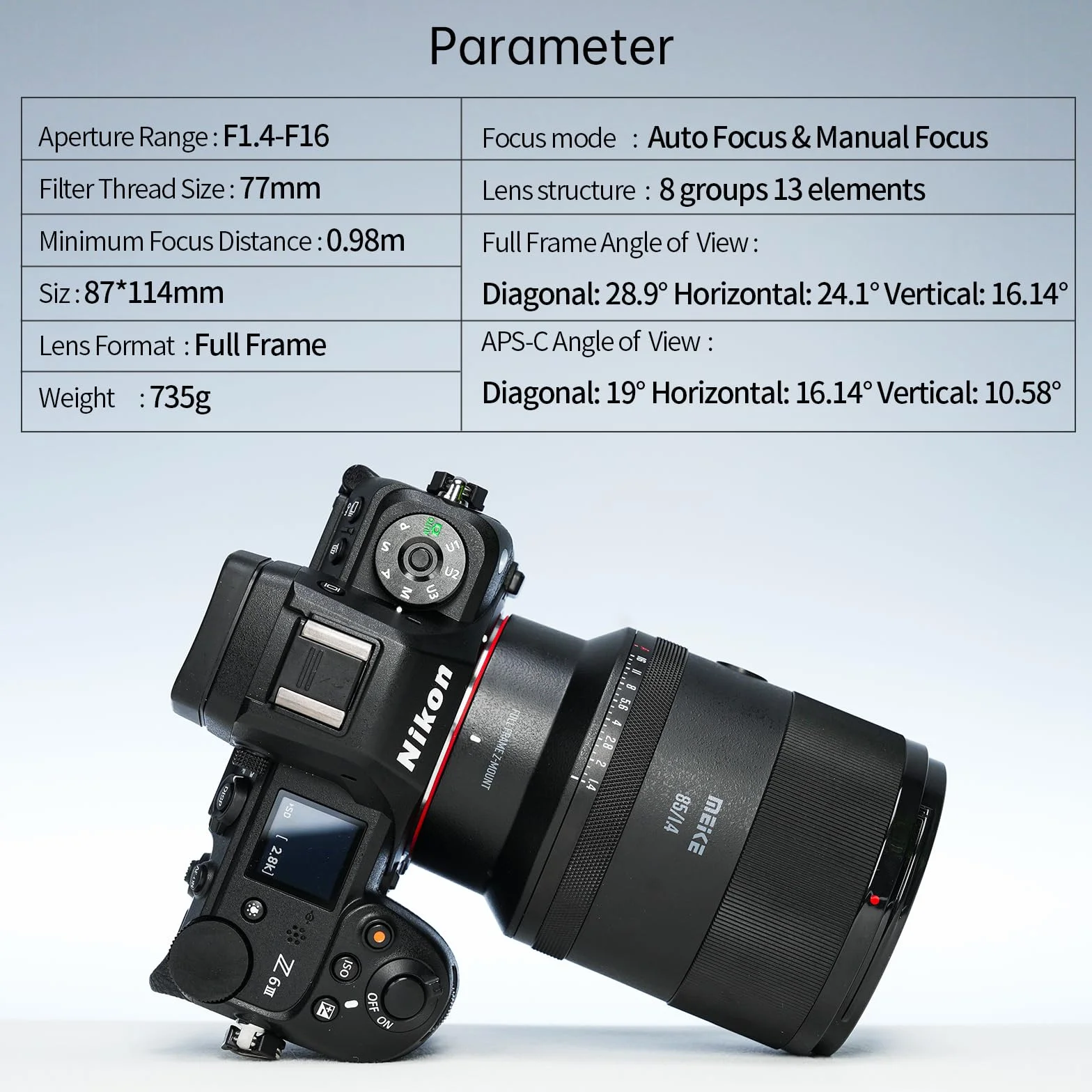 Meike 85 mm F1.4 Auto Focus Full Frame STM Stepping Motor Portret obiektyw kompatybilny z aparatami Nikon Z Z5 Z6 Z7 Z6II Z7II Zf