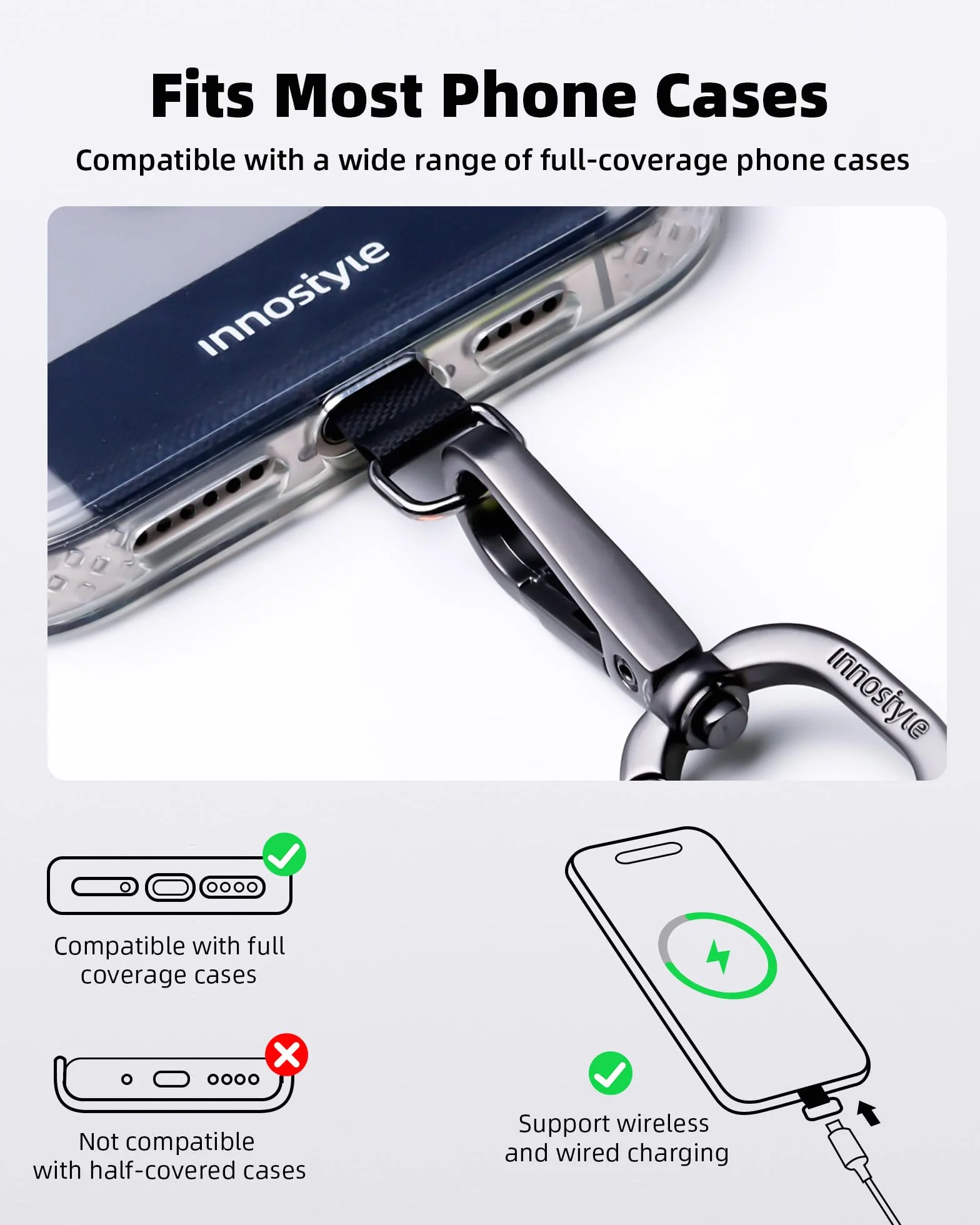 Smycz do Telefonu Na Szyje, Wkładka Crossbody, Mocna, Uniwersalny Łańcuszek na telefon komórkowy, Smycz do wszystkich smartfonów, Ochrona przed upadkiem, regulowana zdejmowana