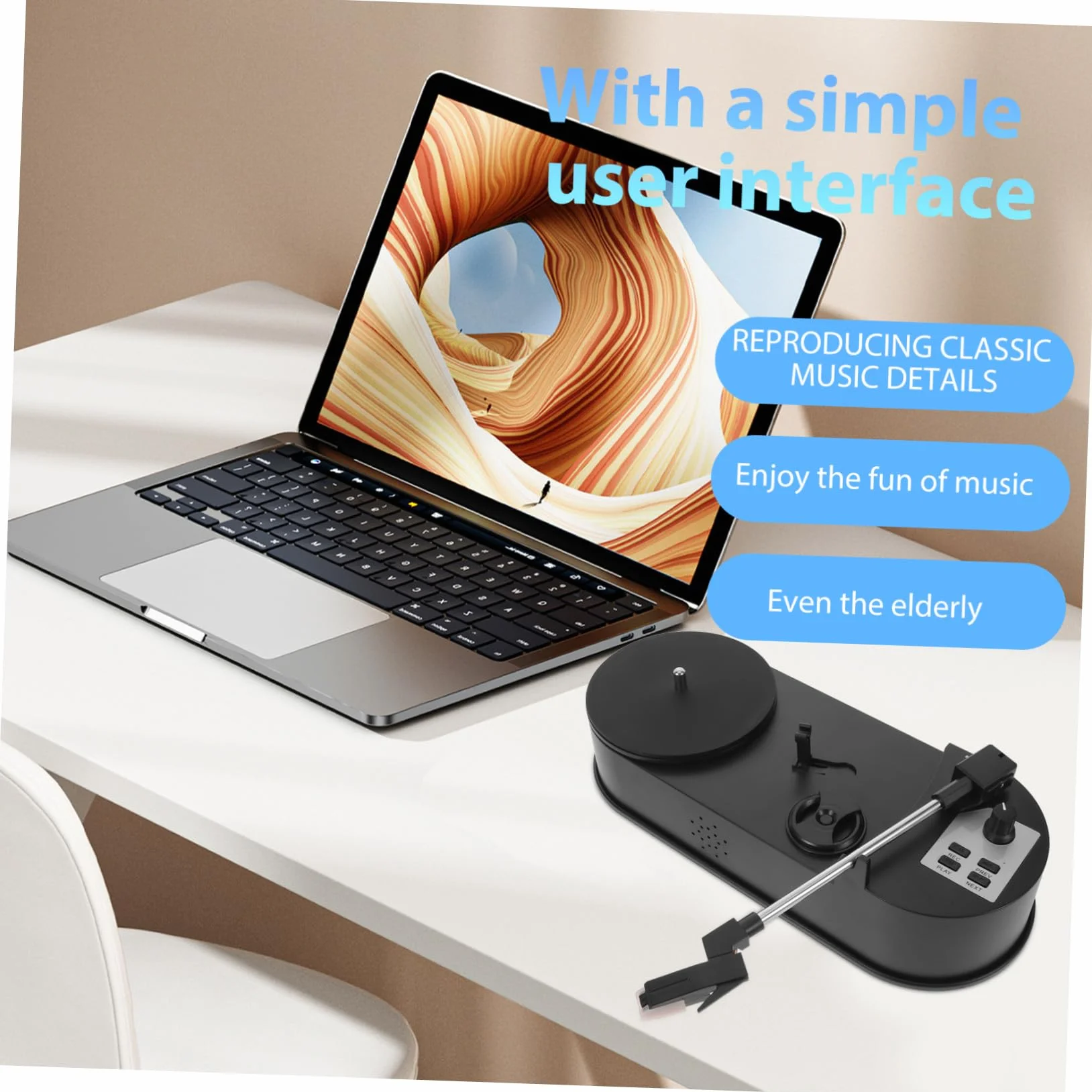 NUOBESTY USB Odtwarzacz Muzyki Winylowej Przenośny Głośnik W Stylu Vintage Retro Z Głośnikiem Odtwarzacz Albumów Abs Czarny