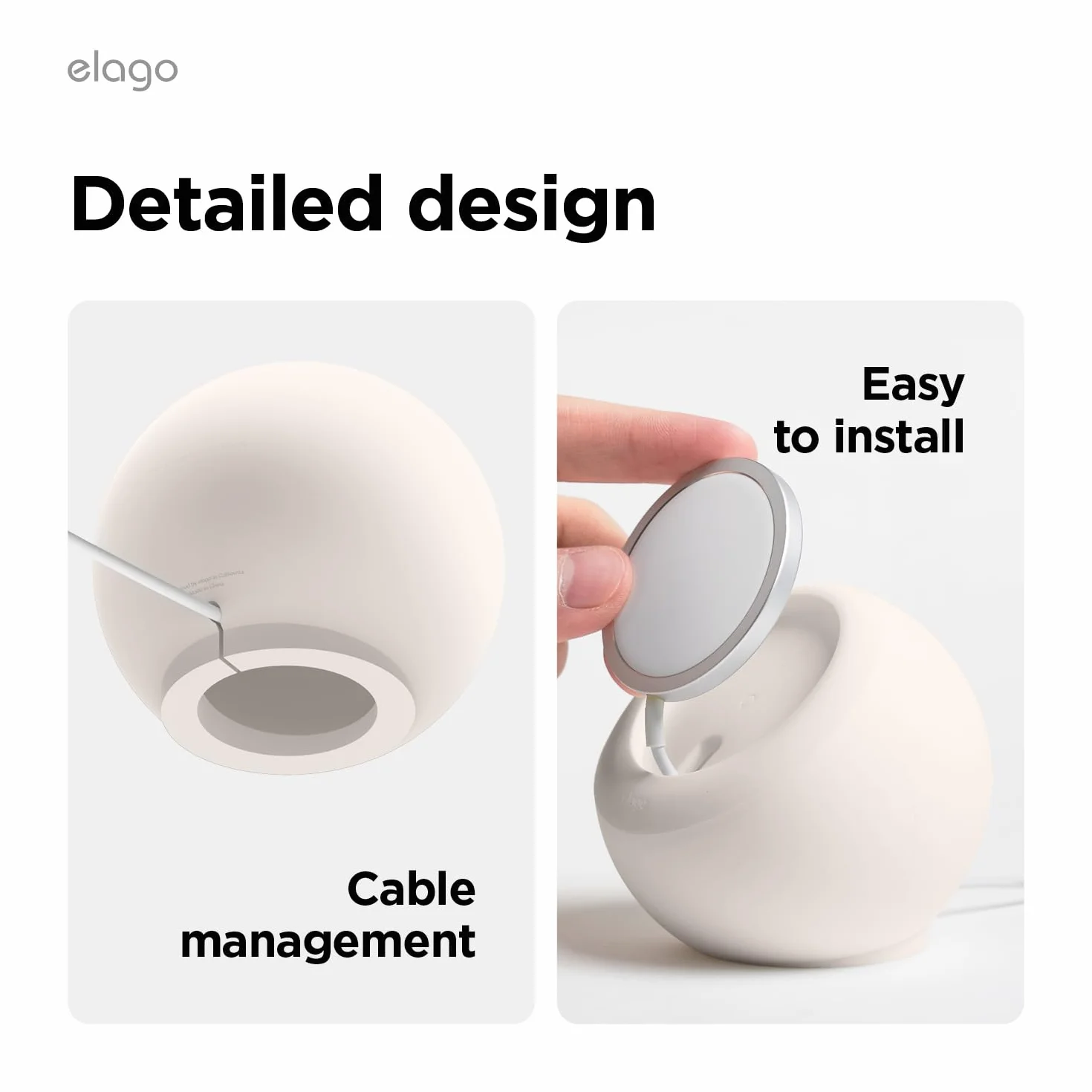 elago Stojak do Ładowania MS2 do Ładowarki MagSafe | Silikonowa Podstawka Klasy Premium, Brak Ładowarki Bezprzewodowej, Tryb Gotowości iOS (Kamienny Szary)
