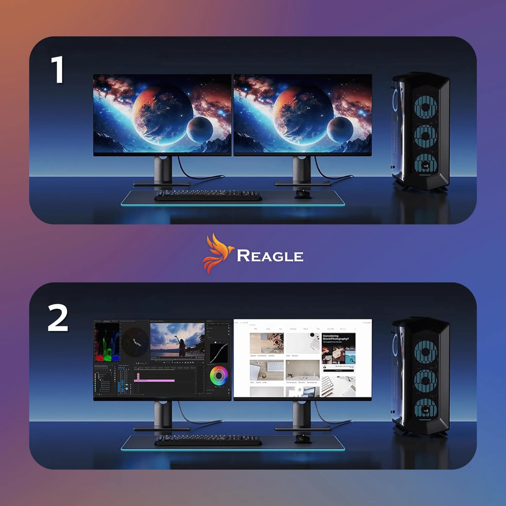 Reagle Adapter USB-C na VGA Full HD 1080p 60Hz USB Type-C 3.2 konwerter aluminiowa obudowa