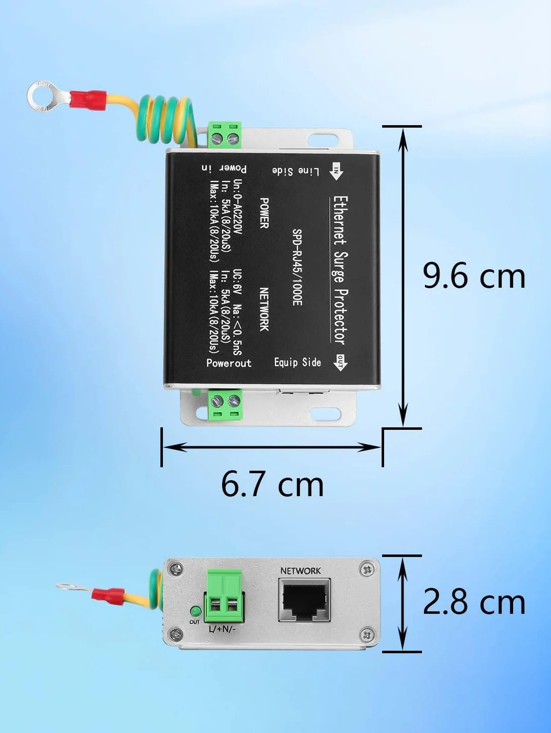 GINTOOYUN Gigabit Ethernet Surge Protector 2 w 1 Wyłącznik pioruna