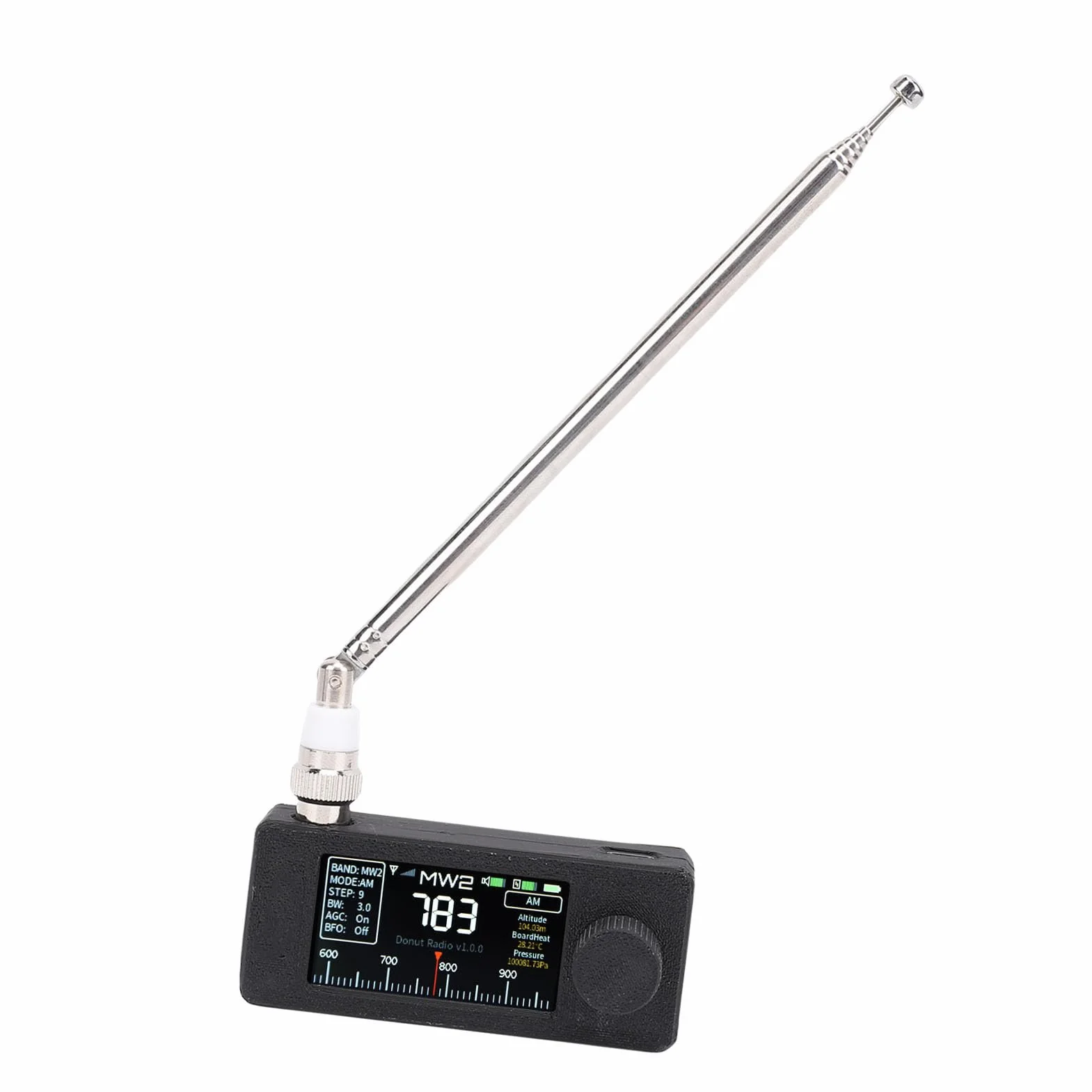 Bewinner SI4732 Przenośny Odbiornik Radiowy z Ekranem IPS 1,9 Cala, Pełne Pasmo AM FM LSB Obsługa USB, Antena Teleskopowa, 10H Bateria do Podróży, Awaryjna (BLACK)