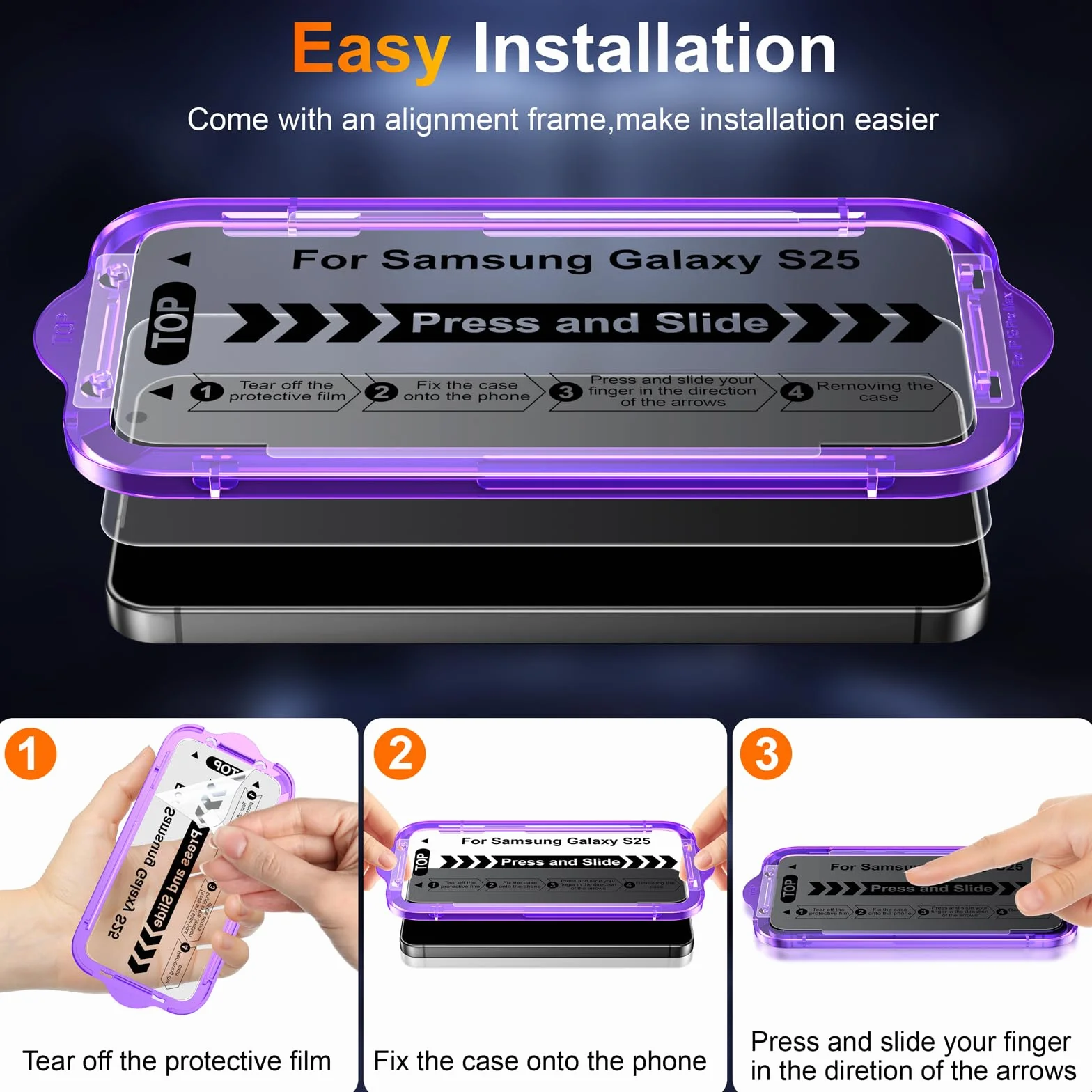 2-pak do Samsung Galaxy S25 (16,2 cala), matowa szklana osłona ekranu + 2 szt. ochraniaczy obiektywu aparatu z łatwym zestawem instalacyjnym, odblokowywanie odcisków palców, antyodblaskowe