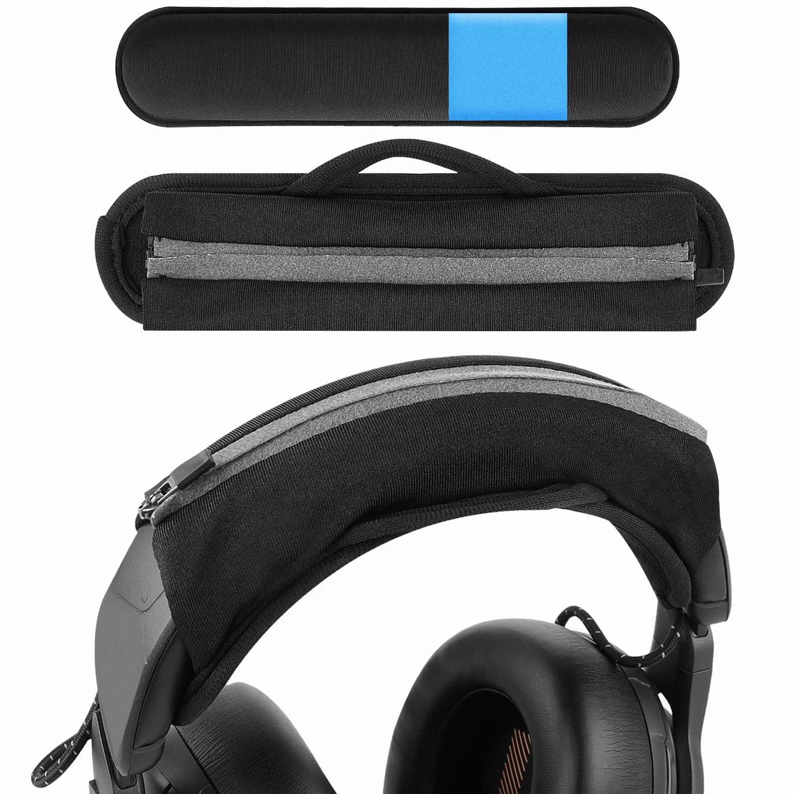 Geekria Duża opaska na głowę z rzepem zestaw podkładek ochraniacz kompatybilny Corsair JBL Logitech Razer Sennheiser Turtle