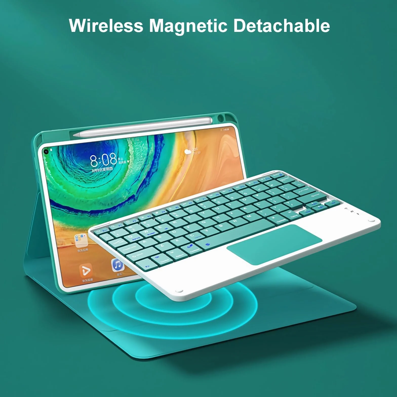 Etui z klawiaturą do Xiaomi Mi Pad 6/6 Pro 11" 2023, Wbudowany Uchwyt Na Ołówek, Magnetyczna Odłączana Bezprzewodowa Podświetlana Klawiatura z Myszą Bluetooth,Pink