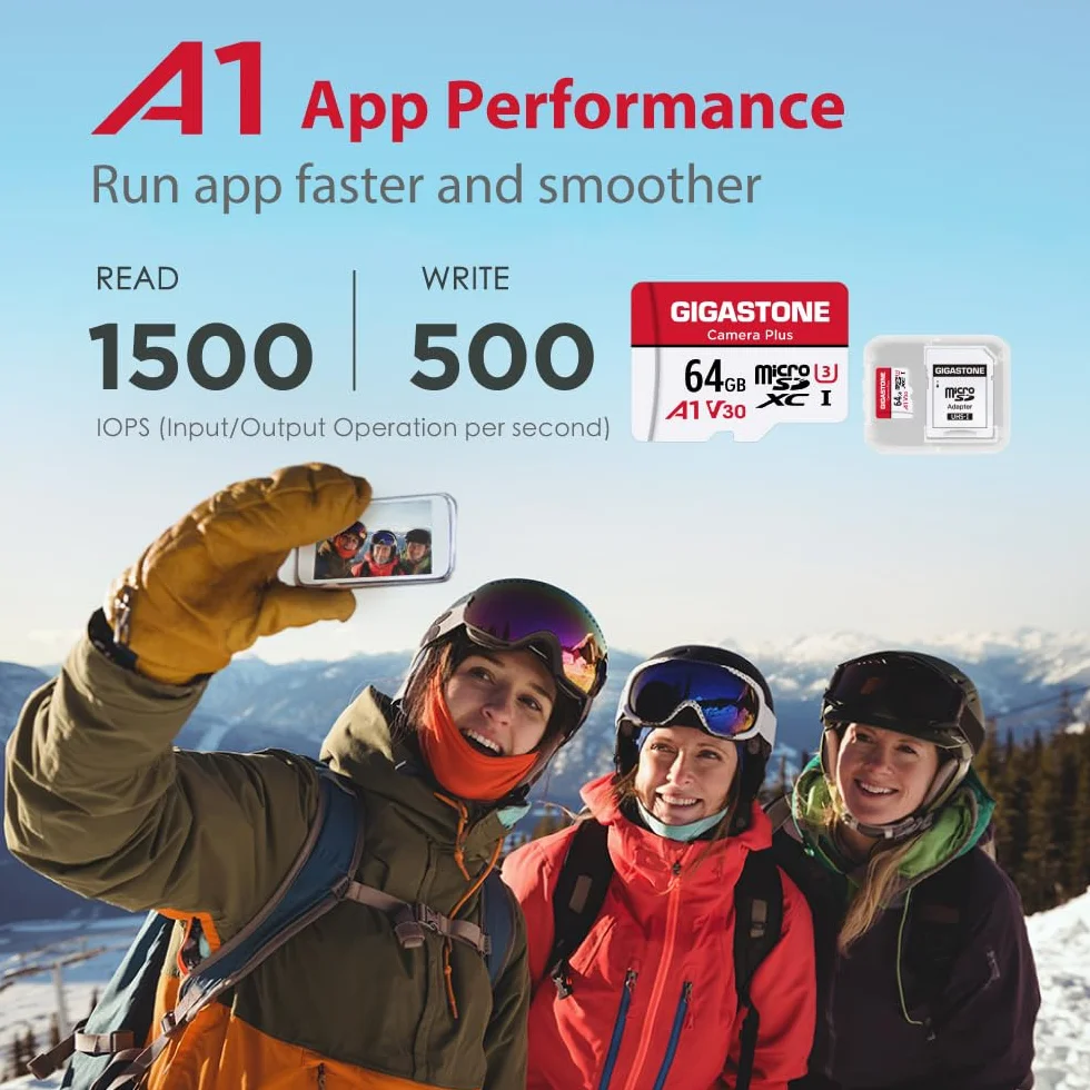 Gigastone karta micro SD 64 GB, 10 sztuk, aparat Plus, karta pamięci MicroSDXC do Wyze, kamery wideo, kamery bezpieczeństwa, smartfona, tabletu Fire, nagrywania wideo 4K, UHS-I U3 A1 V30, 95 MB/s, z adapterem