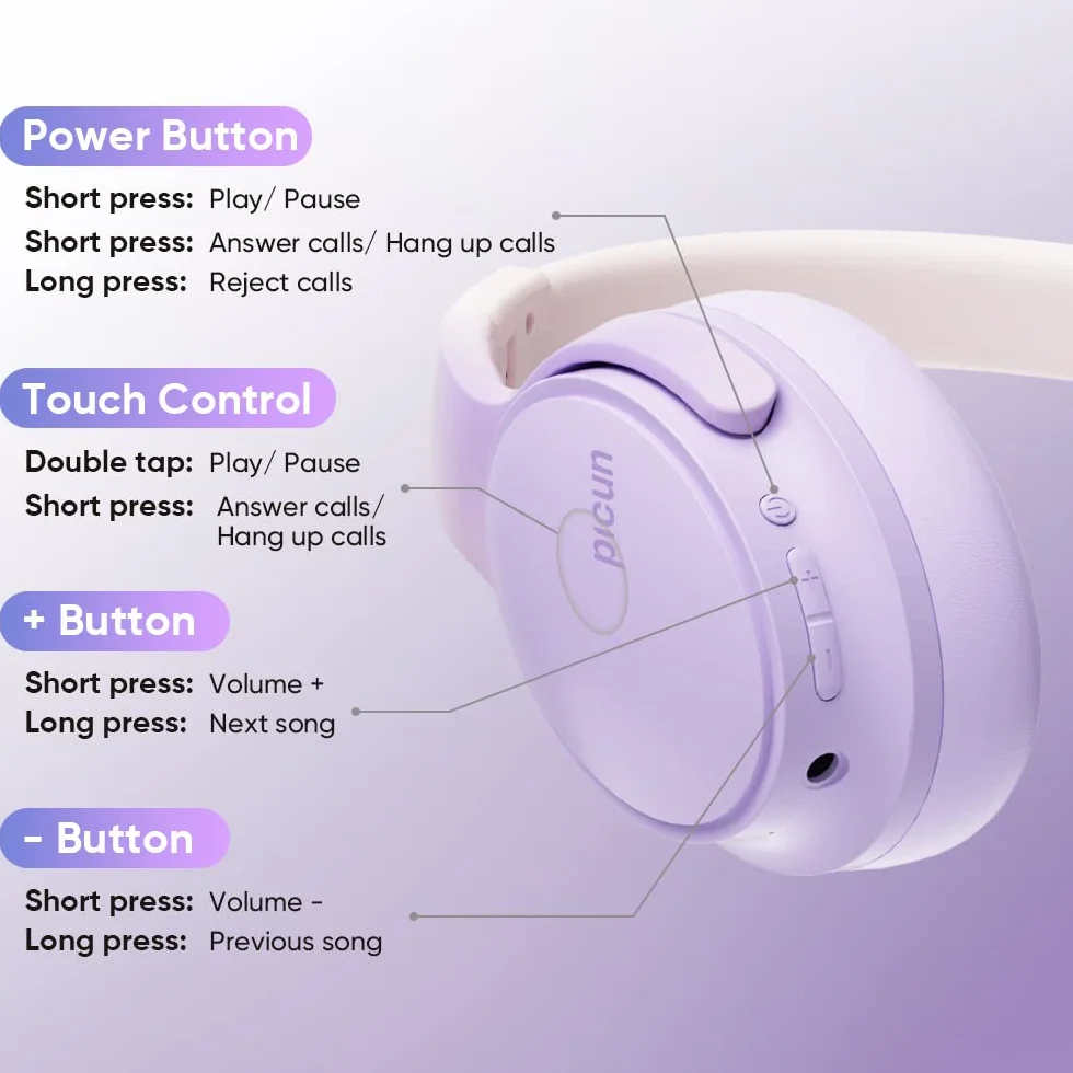 Bezprzewodowe i przewodowe słuchawki nauszne Bluetooth 5.3 | 30 godzin pracy na baterii i szybkie ładowanie, połączenia HD, redukcja szumów, składane, 158 g, do gier, biura, nauki