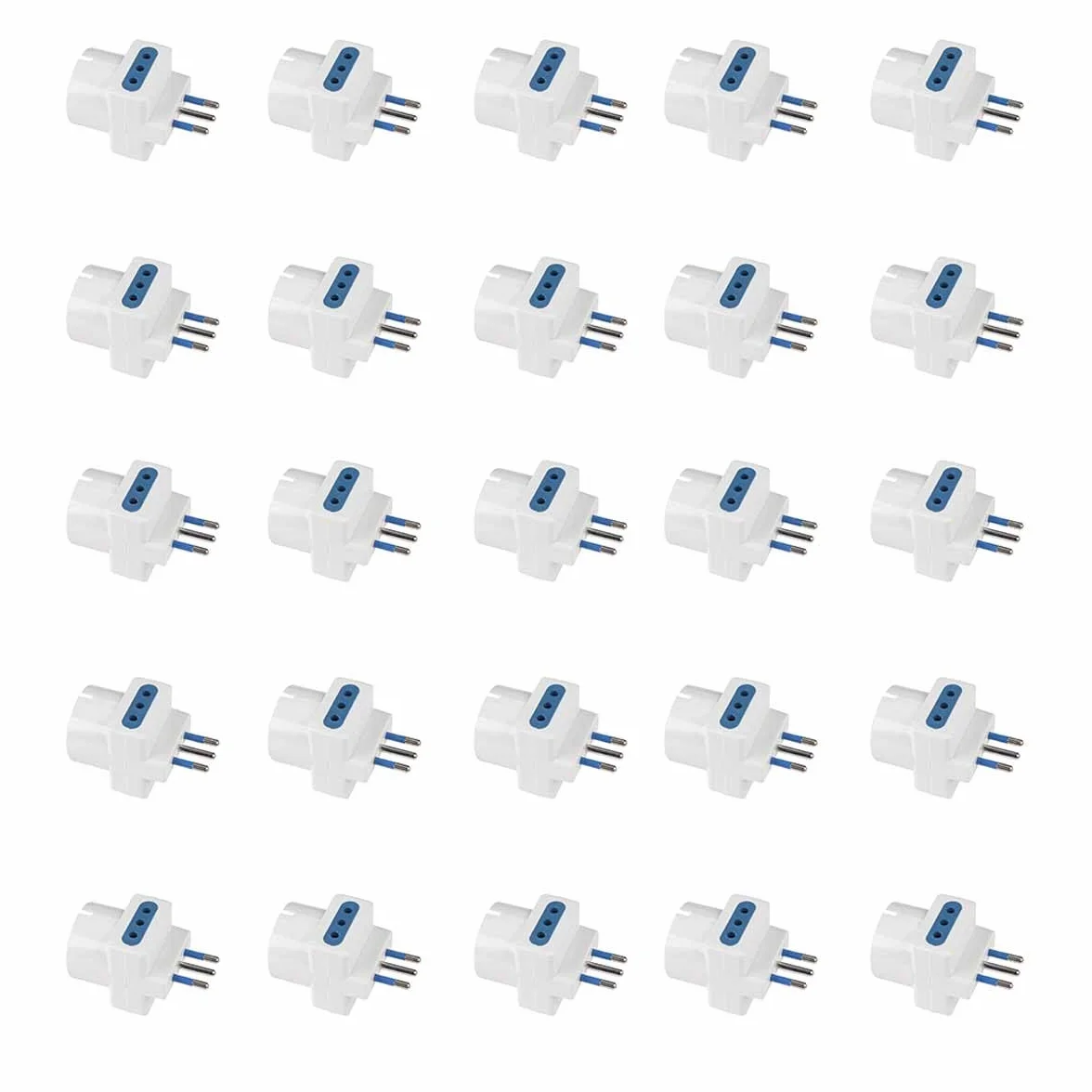 Adapter wielokrotnego gniazda podróży mała wtyczka 10A z 2 gniazdami 10A 2P+T i 1 gniazdo uniwersalne 10A/16A (25pcs, biały)