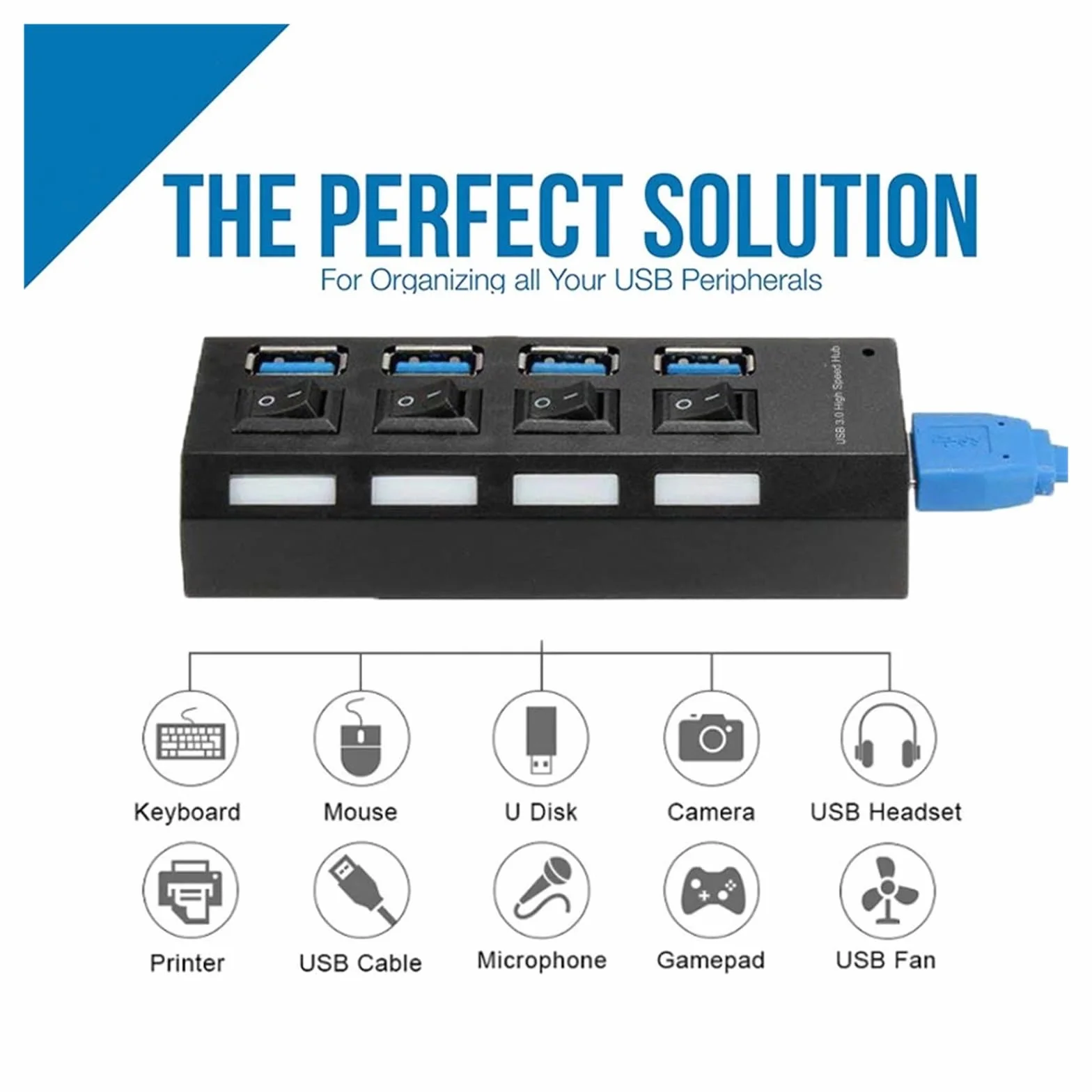 HUB USB 2.0/3.0 Multi 4 7 Port Z Zasilaczem Do Komputera PC Akcesoria Laptopa Splitter Usb Multiple Hab MożLiwość Szybkiego łAdowania(3.0 4 Port Black)