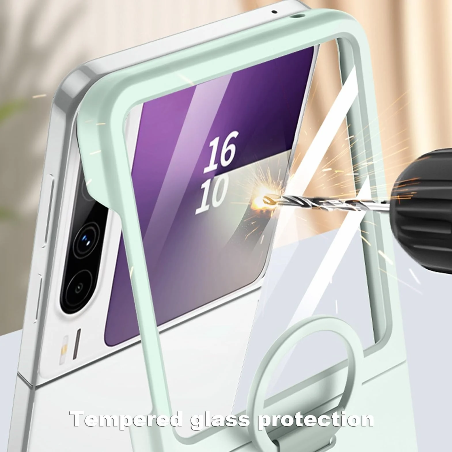 Etui na Huawei Pura X, pierścień na palec PC etui na telefon ze szkła hartowanego etui ochronne na ekran odporne na zarysowania, odporne na wstrząsy powłoka (czarne)