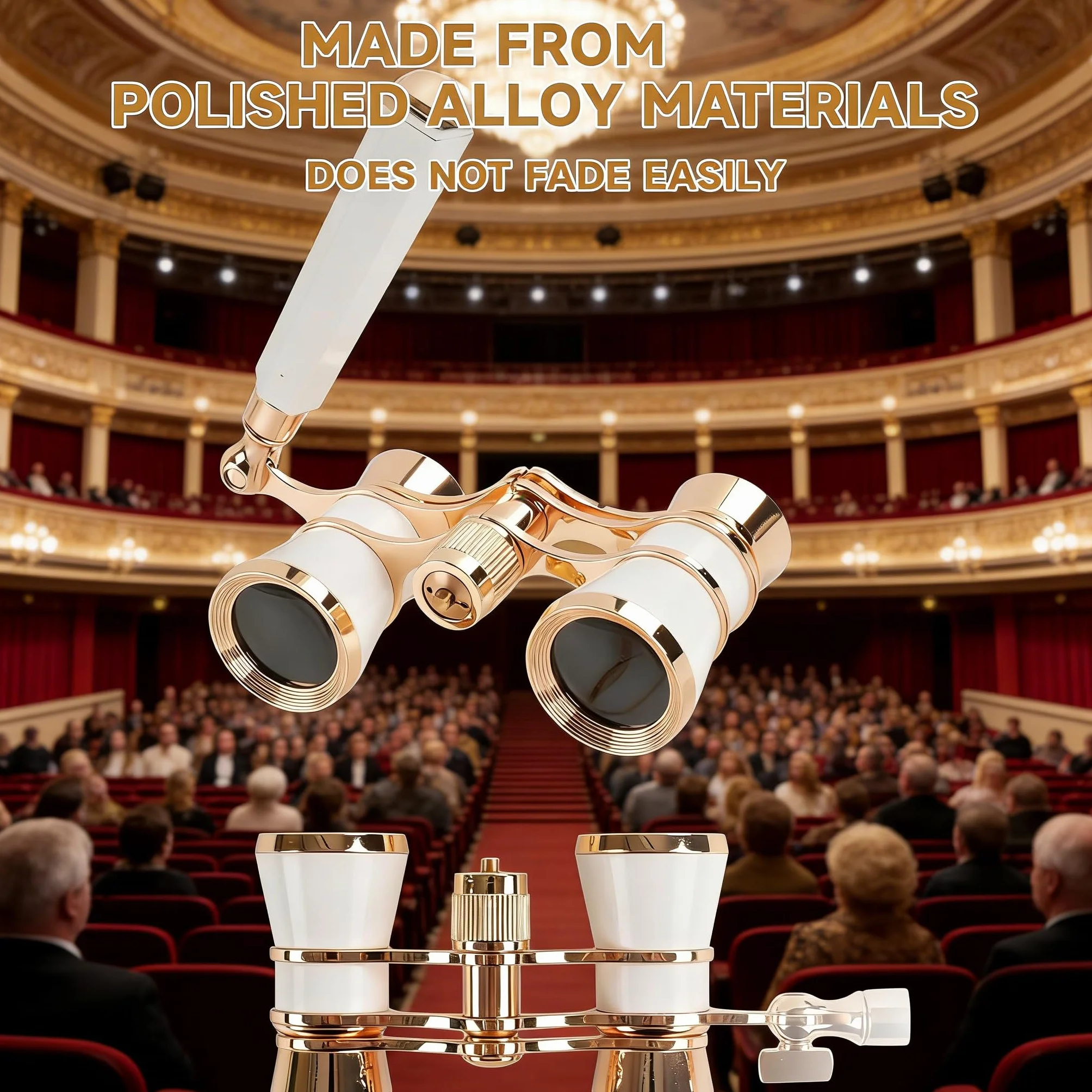 CEWROM Szkła operowe szkło teatralne z wysuwanym uchwytem, 3-krotne powiększenie, lornetka, metalowe body z łańcuszkiem optycznym soczewką optyczną, teleskop w stylu retro, wzornictwo dla kobiet i