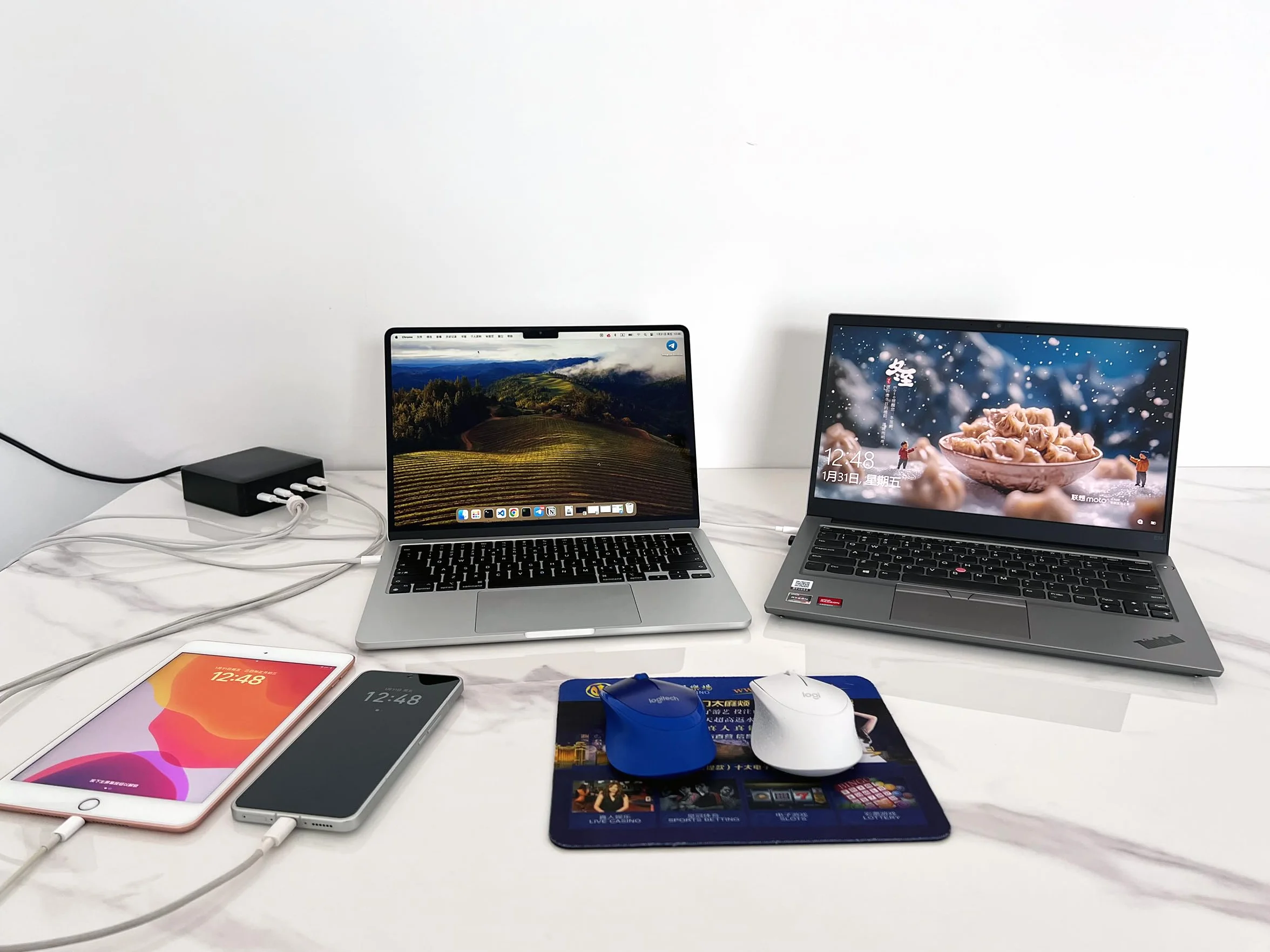 USB C Ładowarki zasilacze 203W/200W (100W+65W+20W+18W) 4-portowa stacja ładująca Kompatybilny z MacBook Pro/Air, Dell, HP, Lenovo Laptop, smartfony i więcej