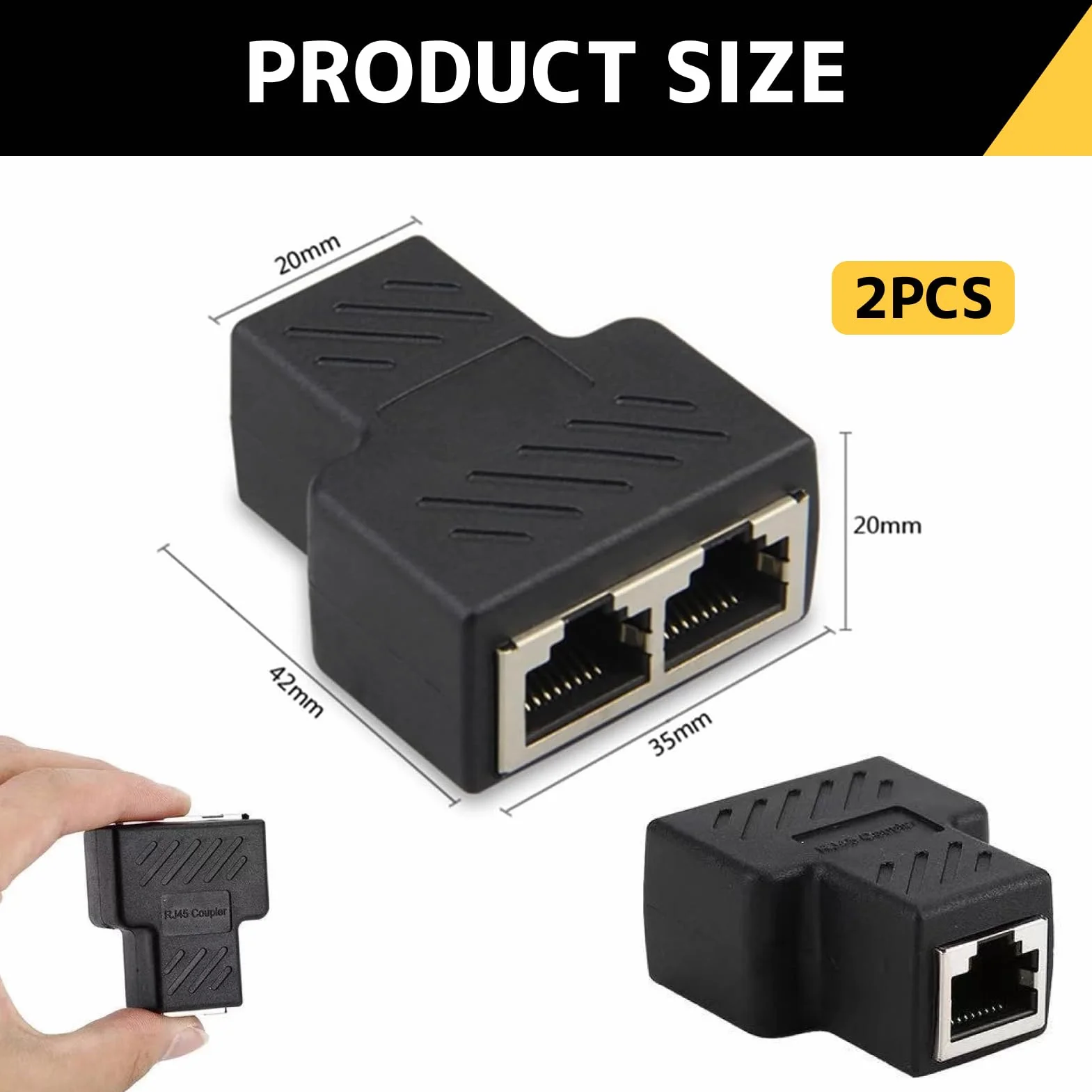 2 sztuki dzielników RJ45, przełącznik Ethernet Splitter, dwuportowy adapter złącza sieciowego, konwerter kabla internetowego typu plug and play