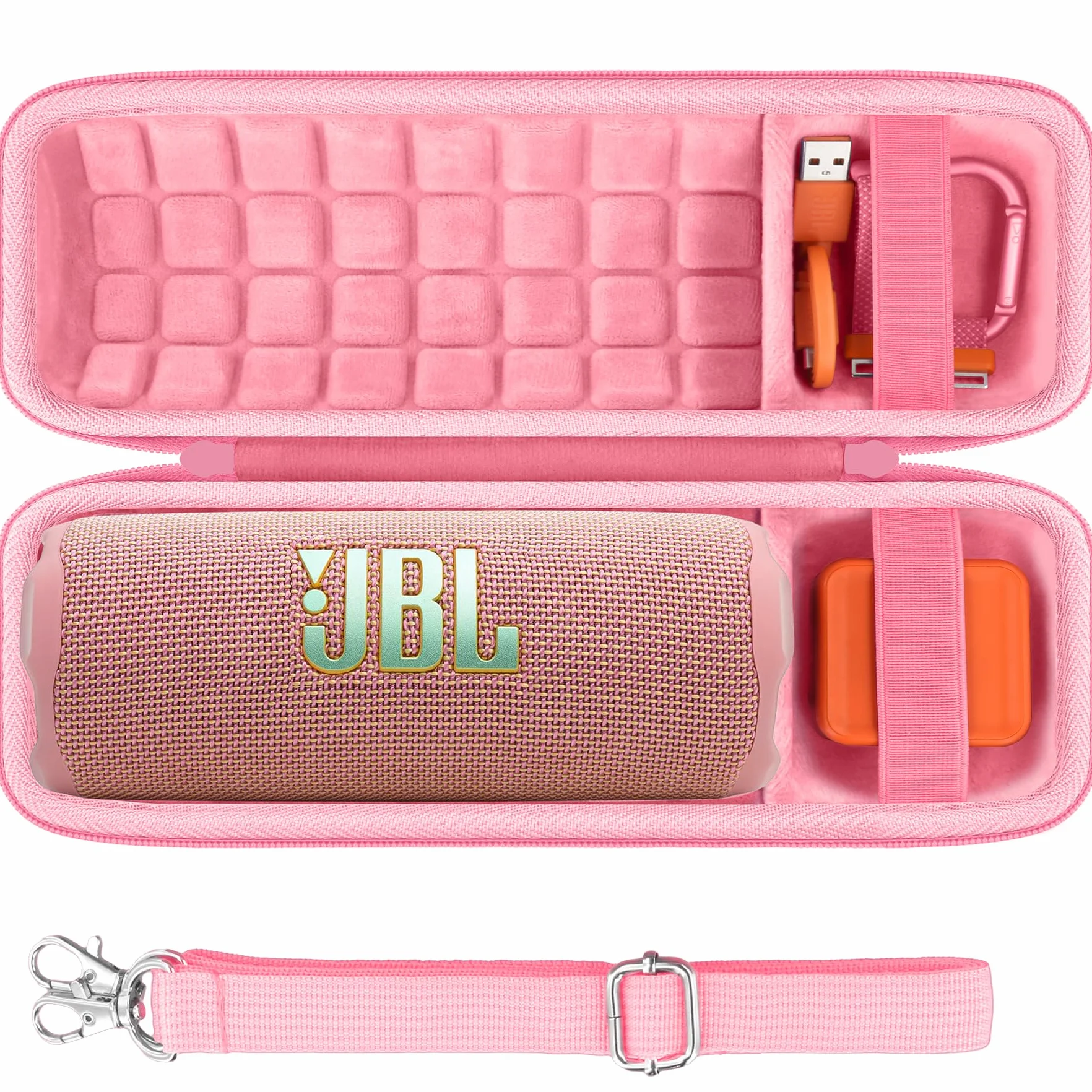 co2CREA Twardy futerał podróżny dla JBL Flip 6 / JBL Flip 5 Przenośny głośnik Bluetooth (tylko pudełko) (Flip 6/5 etui, różowy)