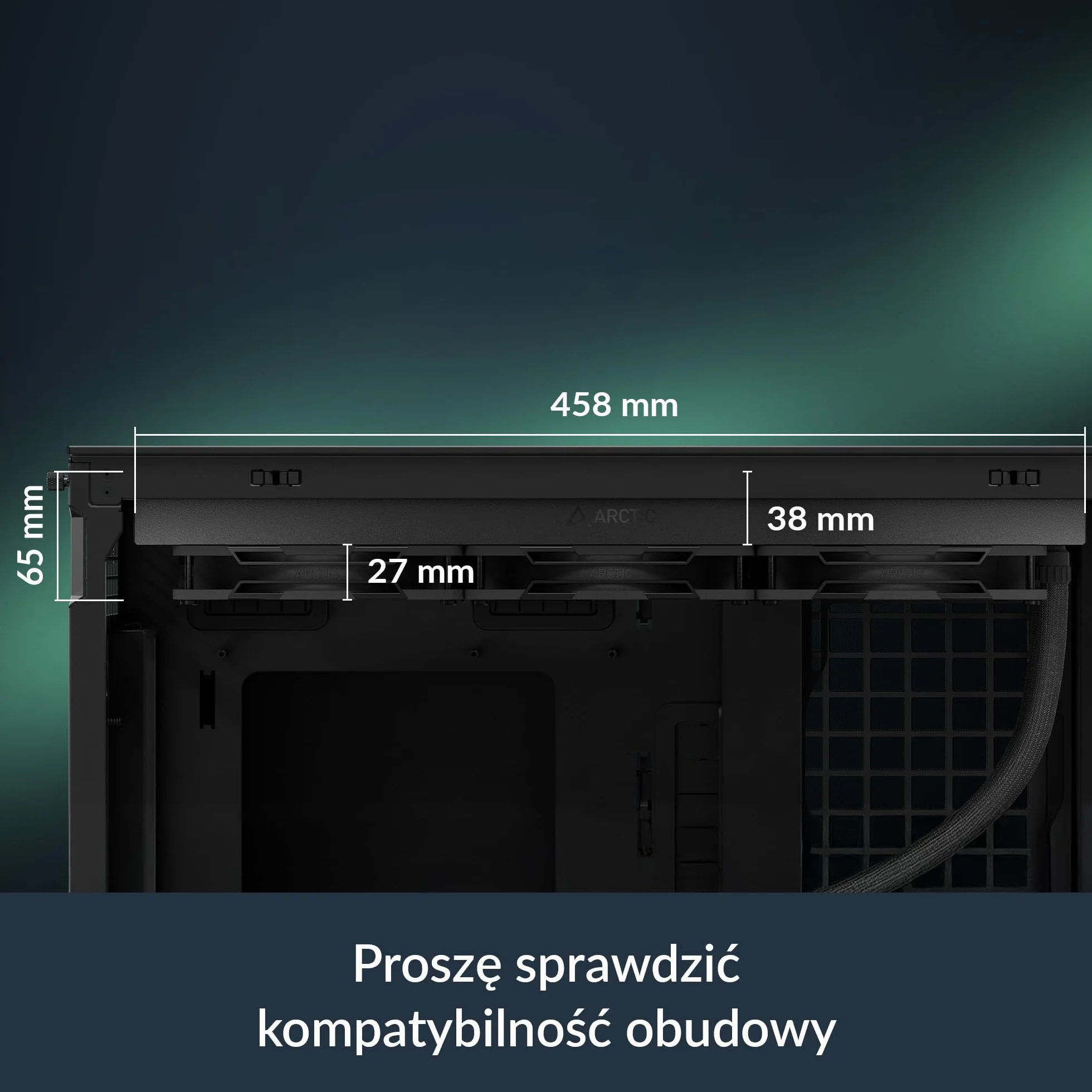 ARCTIC Liquid Freezer III Pro 420 - Chłodnica Procesora AIO, 3 x 140 mm Chłodzenie Wodne, Grzejnik 38 mm, Pompa PWM, Wentylator VRM, AMD AM5/AM4, Intel LGA1851/1700 Ramka Stykowa - Czarny