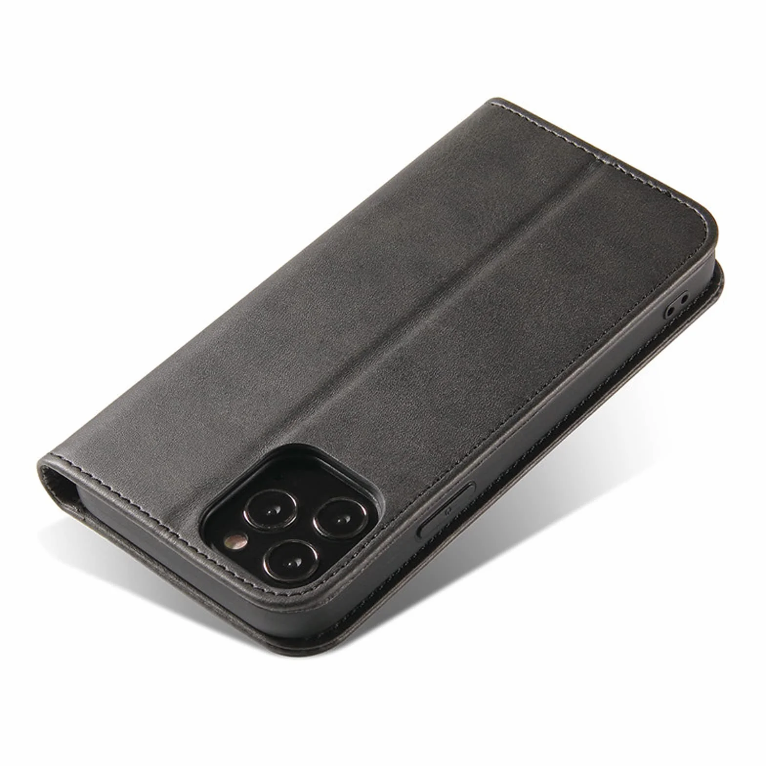 LTL Etui na telefon do iPhone 13 Mini/13/13 Pro/13 Pro Max, ręcznie robione skórzane etui z klapką z przegródkami na karty, etui na telefon, magnetyczne zamknięcie, czarne, 13 mini 5,4 cala