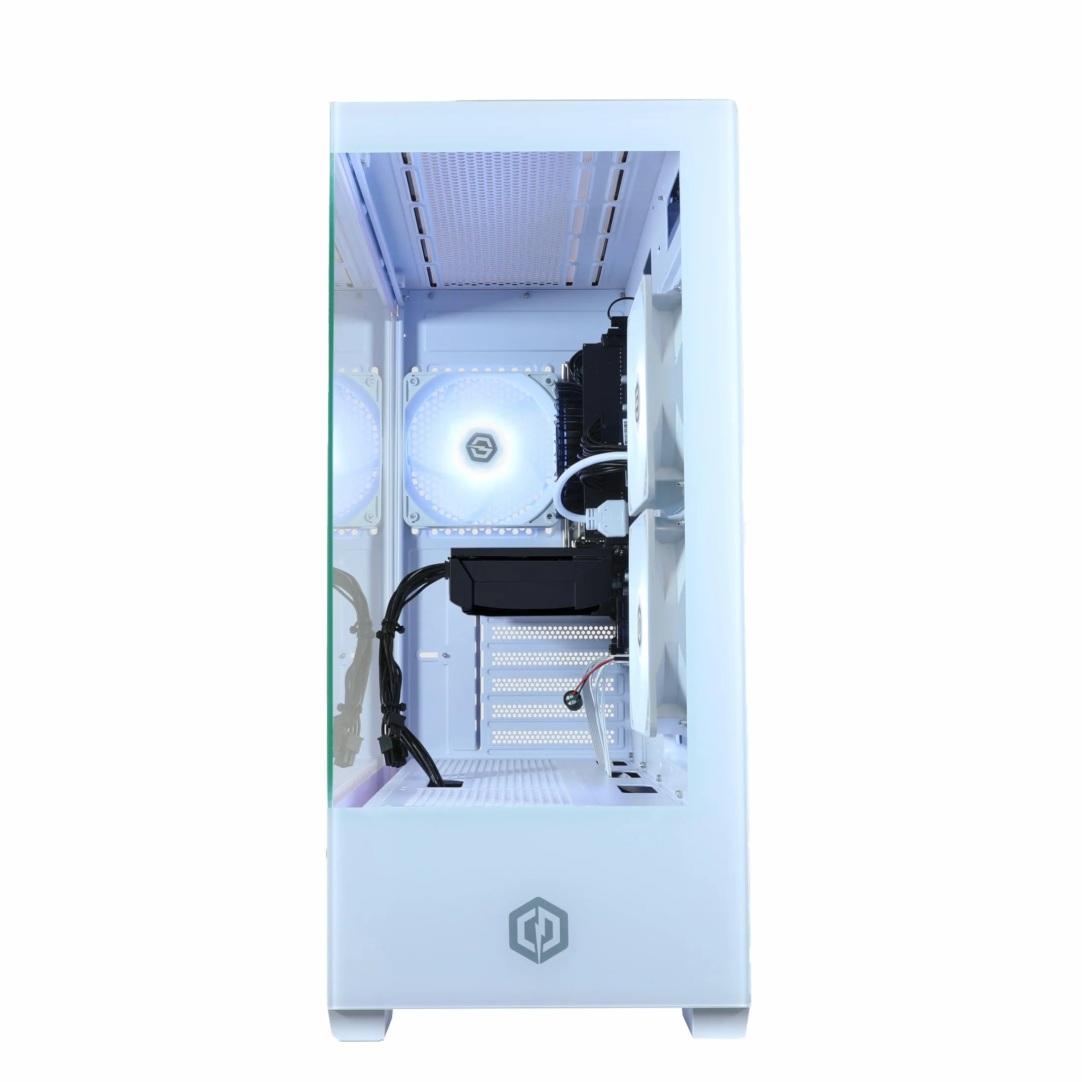 CyberPowerPC Wyvern Gaming PC - AMD Ryzen 7 8700F, Nvidia RTX 5050, 16GB RAM, 500GB NVMe SSD, 650W PSU, Wi-Fi, Windows 11, Prism Panoramic White