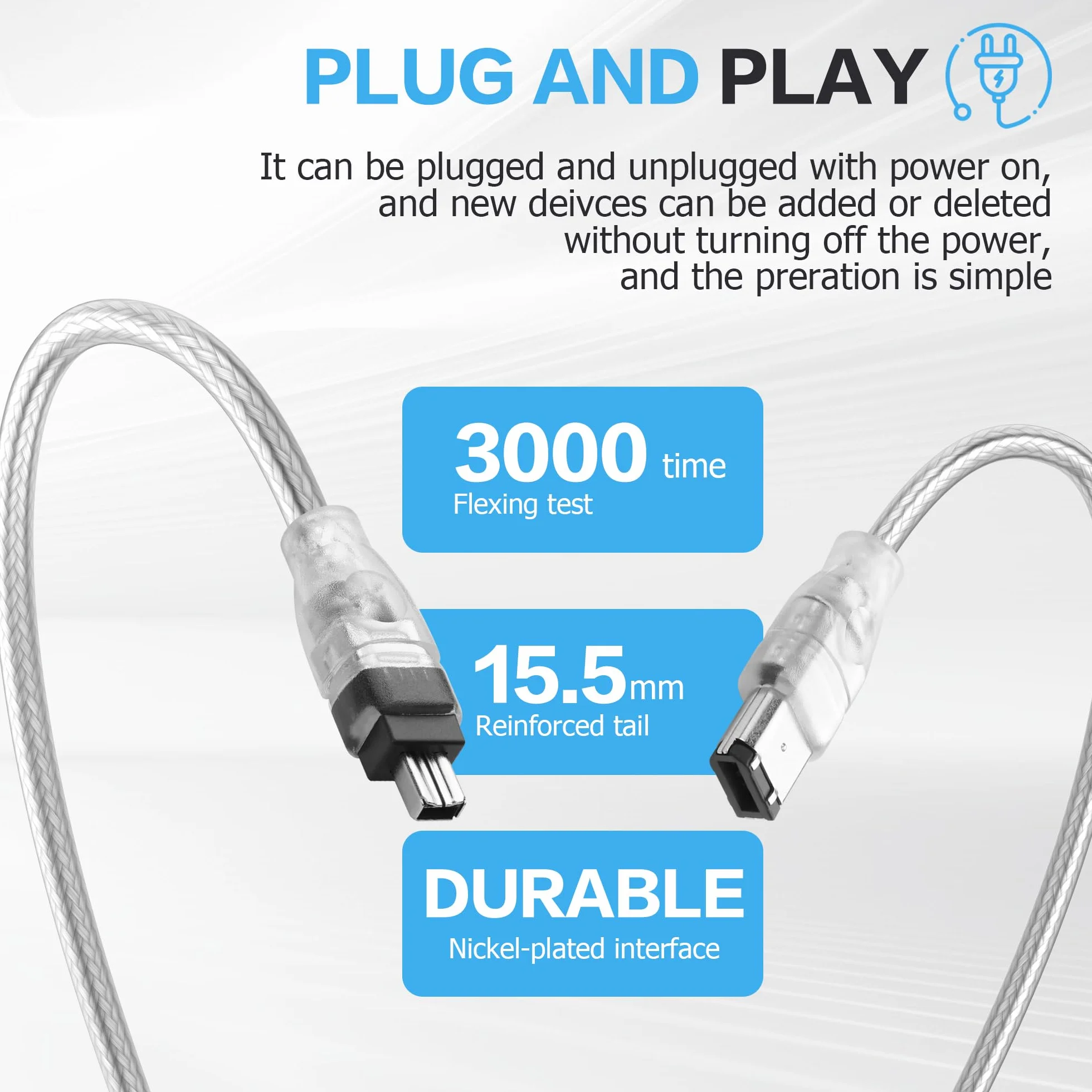 YAODHAOD Firewire IEEE 1394 kabel 9-pinowy do 9-pinowego do komputera i kamery (6 pinów do 4 pinów)