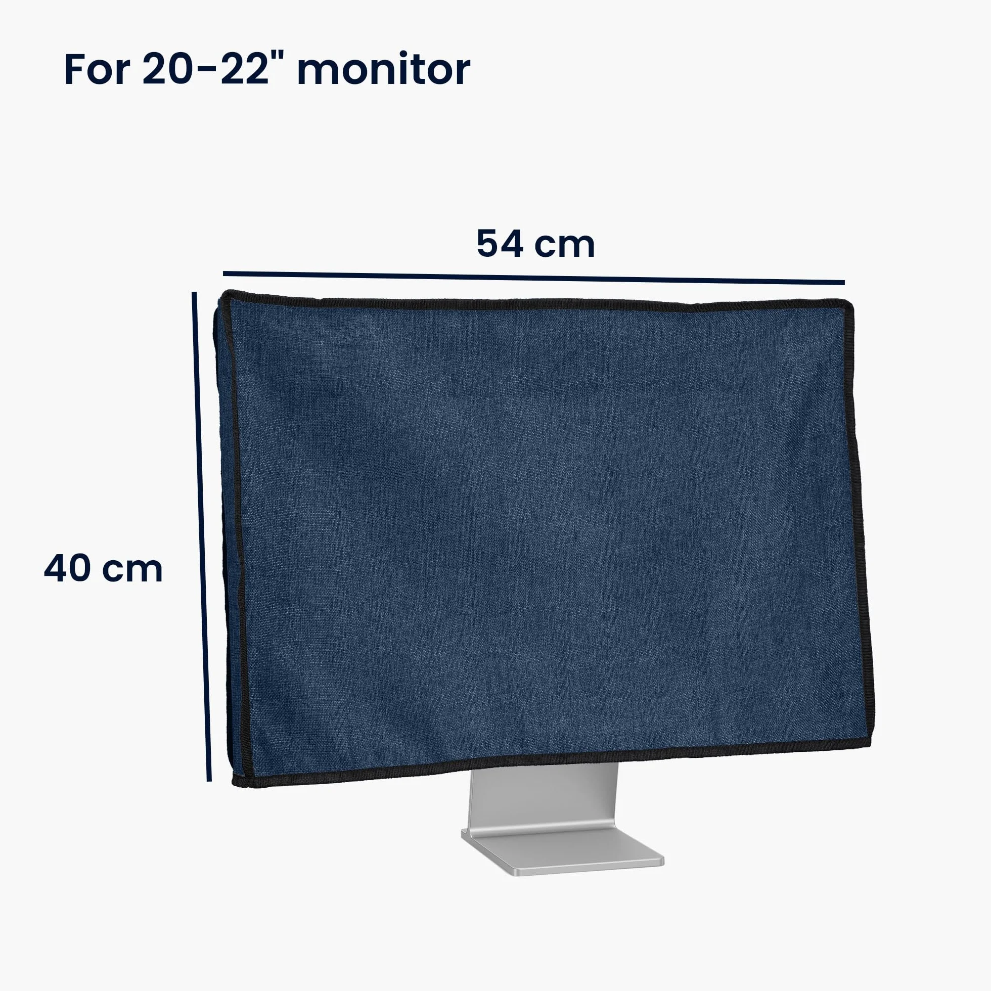 kwmobile Osłona przeciwpyłowa do monitora 50.8-55.9 cm, lniana osłona wyświetlacza monitora, chroni ekran komputera, niebiesko-szara