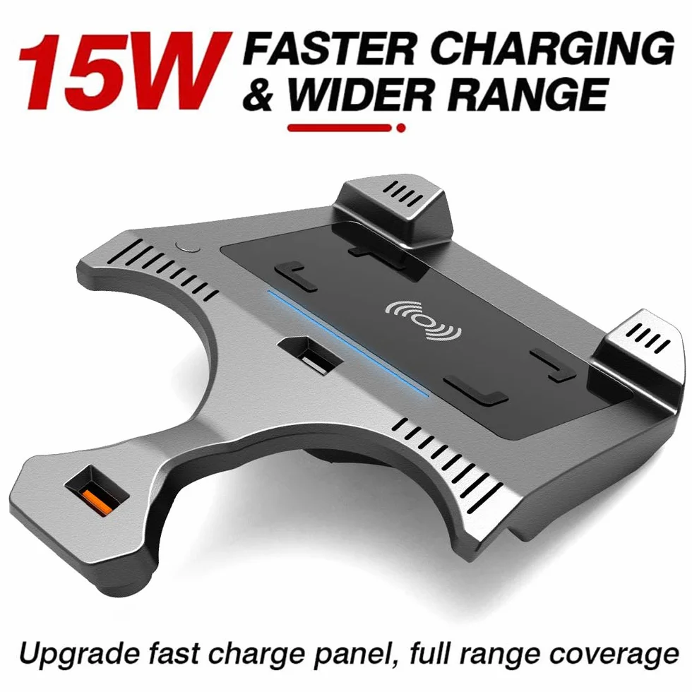 Bezprzewodowa ładowarka samochodowa do BMW serii 5 2018 2019 2020 2021 panel akcesoriów konsoli środkowej, 15 W Qi szybka ładowarka do telefonu z QC3.0 USB do iPhone 12/11/XS/X/8 Samsung