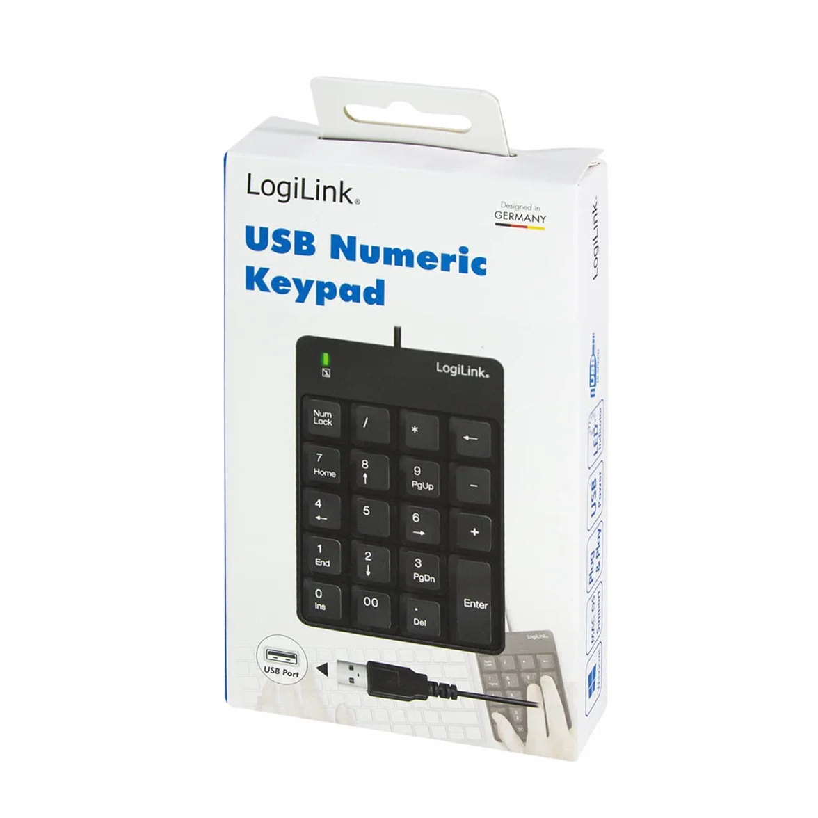LogiLink ID0184 numeryczna klawiatura dodatkowa ze złączem USB ze wskaźnikiem aktywności LED, czarna