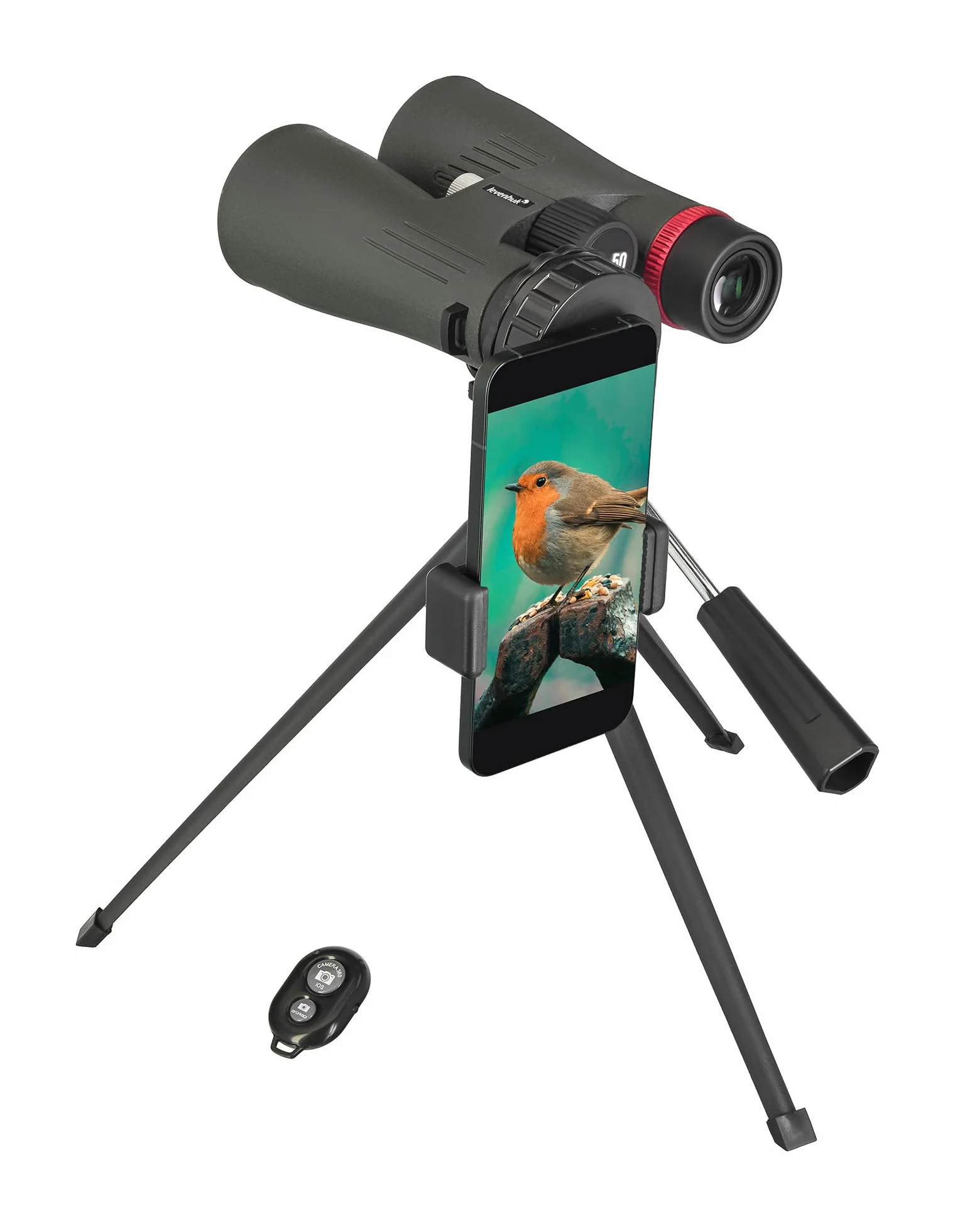 Levenhuk Kelvin Snap 10x50 Fotolornetka do Smartfona, Rejestracja Zdjęć i Filmów Soczewki 50mm Uniwersalne Mocowanie Adapter na Telefon i Statyw w Zestawie Wodoodporne Do Podróży Sportu Koncertów | Rejestracja Zdjęć i Filmów Uniwersalne Mocowanie Adapter